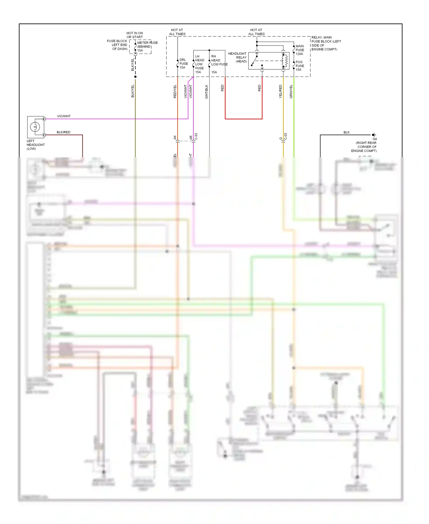 Mazda MX-5 NC facelift (2008-2015) left front combination light wiring diagram  (1 of 4)