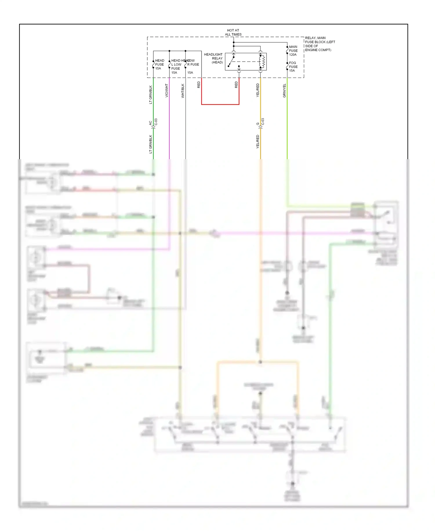 Mazda MX-5 NC facelift (2008-2015) left front combination light wiring diagram  (2 of 4)