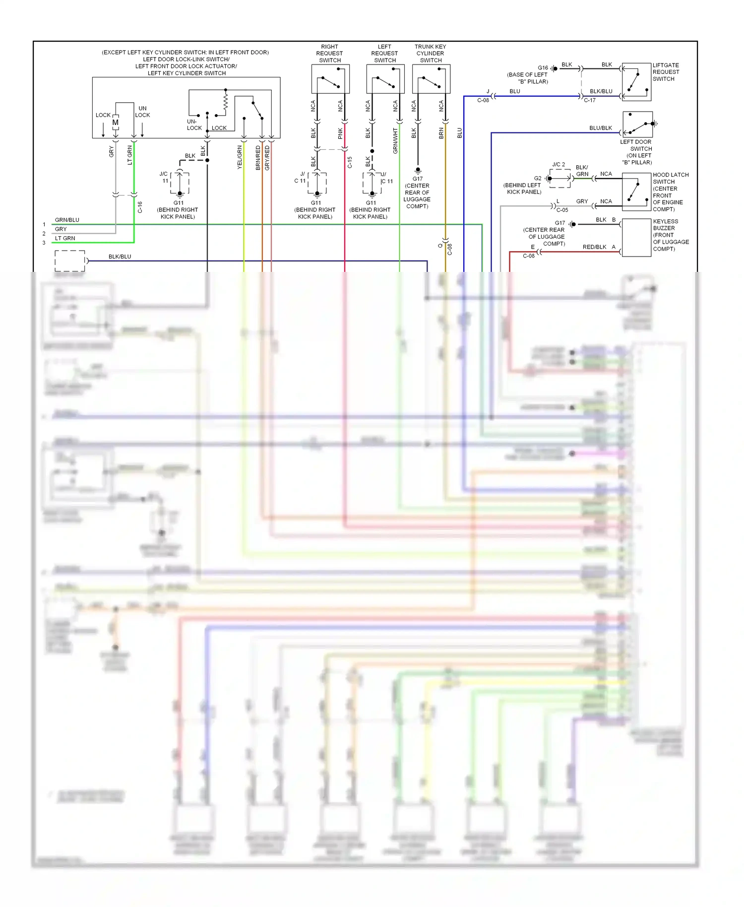 Mazda MX-5 NC facelift (2008-2015) liftgate request switch wiring diagram  (1 of 2)