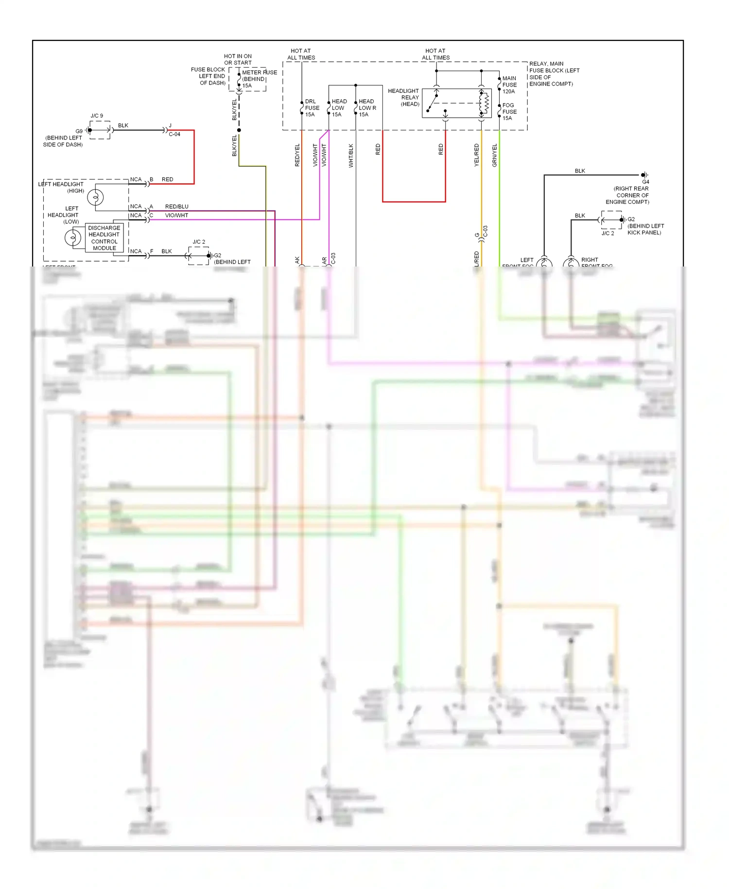 Mazda MX-5 NC facelift (2008-2015) light switch wiring diagram  (2 of 3)