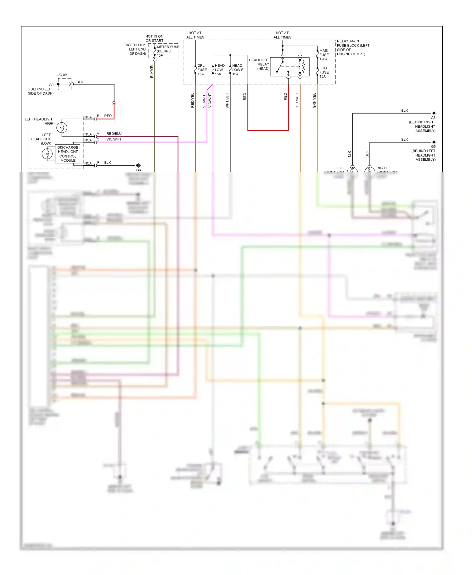 Mazda MX-5 NC (2005-2008) head wiring diagram  (1 of 2)