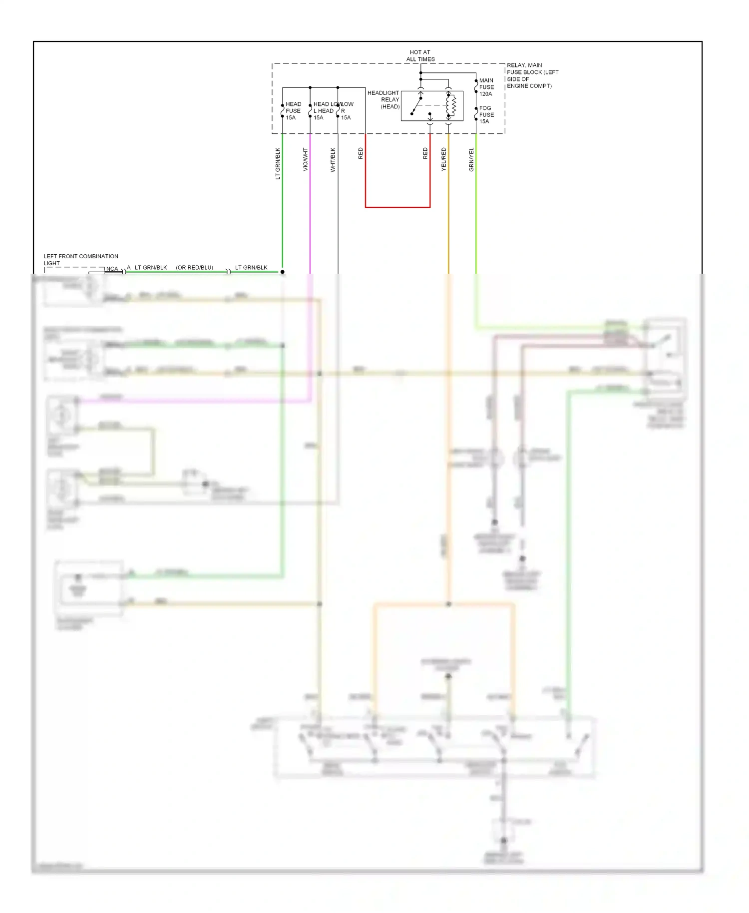 Mazda MX-5 NC (2005-2008) left headlight (low) wiring diagram  (3 of 4)