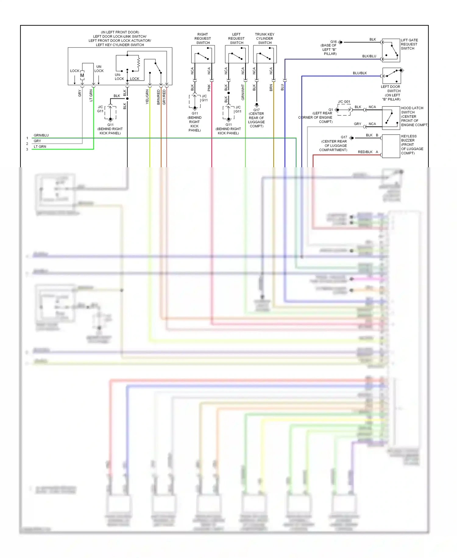 Mazda MX-5 NC (2005-2008) lock wiring diagram  (2 of 5)