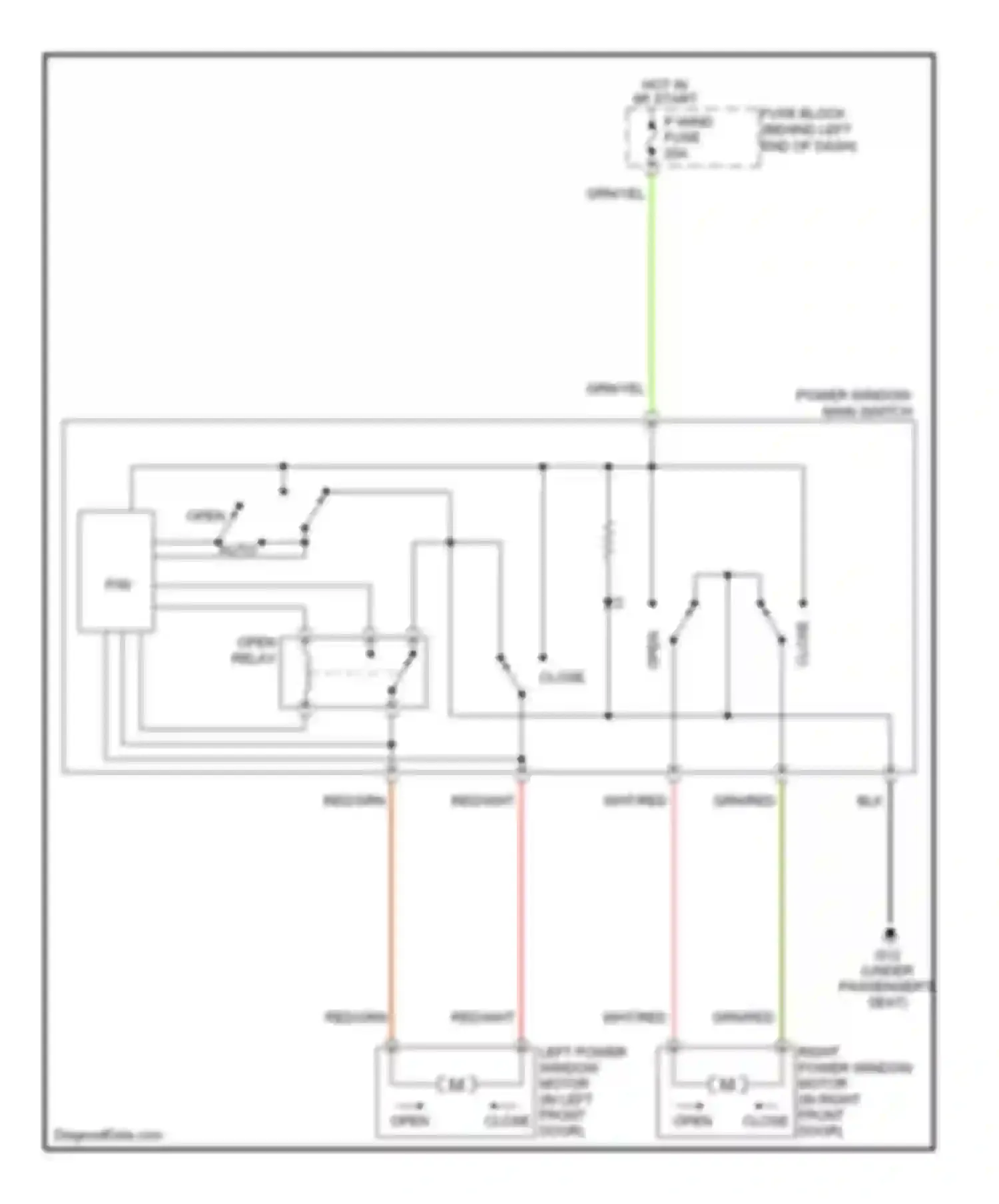 Wiring diagram power window main switch for Mazda MX-5 NC (2005-2008) (1 of 1)