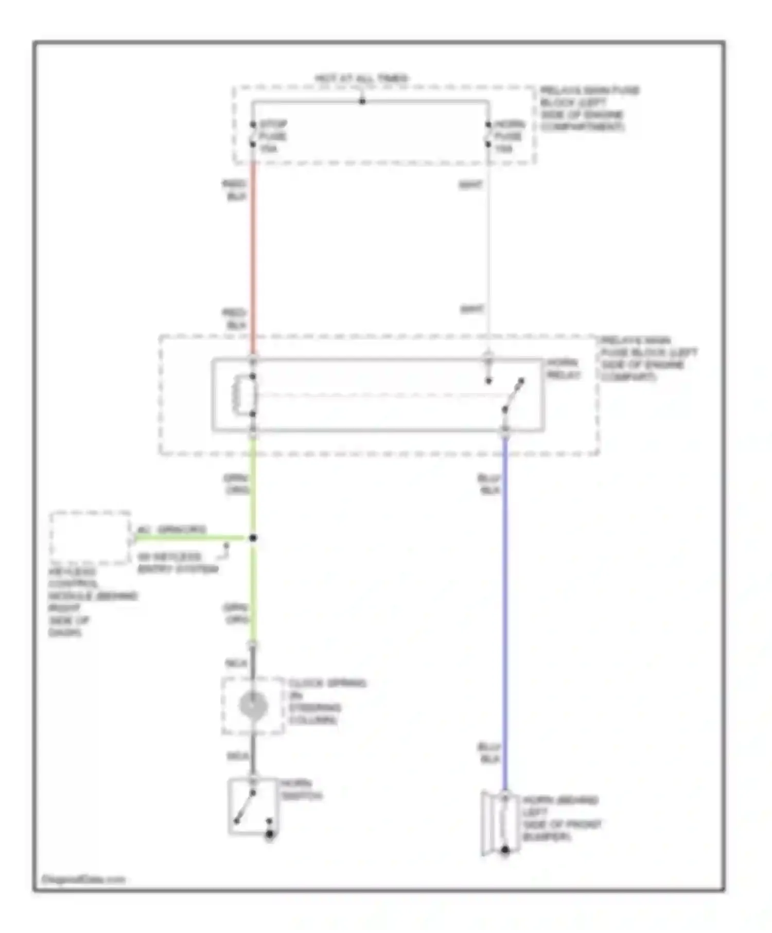 Wiring diagram w/ keyless entry system for Mazda MX-5 NC (2005-2008) (1 of 1)