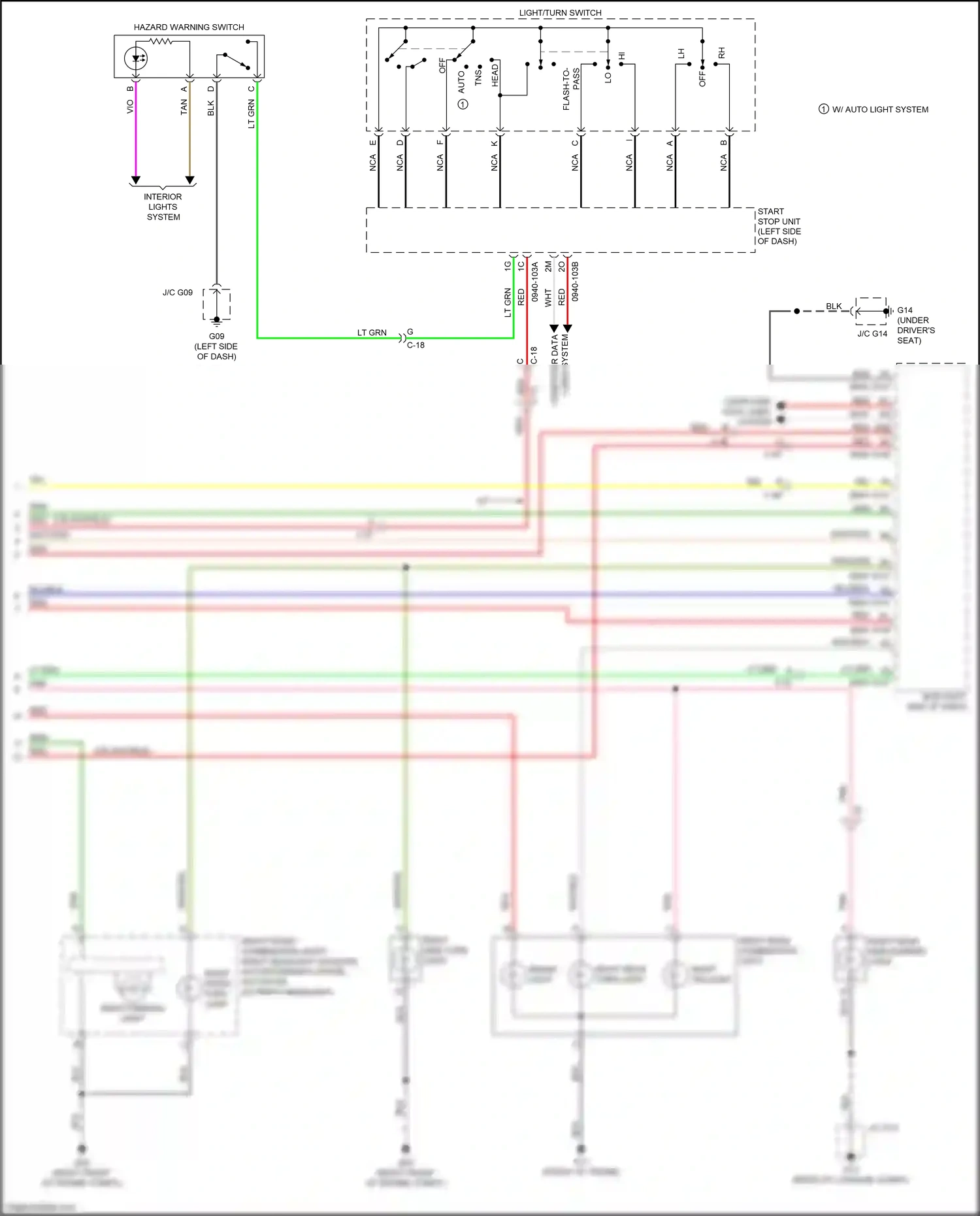 Mazda MX-5 ND (2015-2024) light/turn switch wiring diagram  (1 of 3)