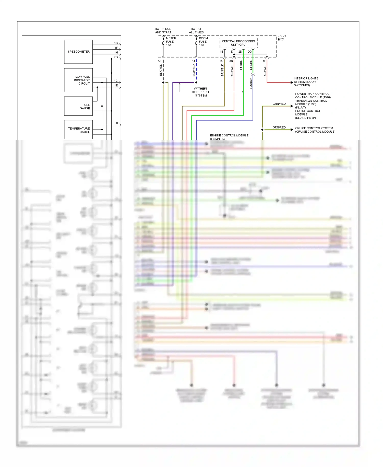 Mazda MX-6 I (1992-1997) engine control module (fs m/t, kl) powertrain control module (fs a/t) wiring diagram  (1 of 1)