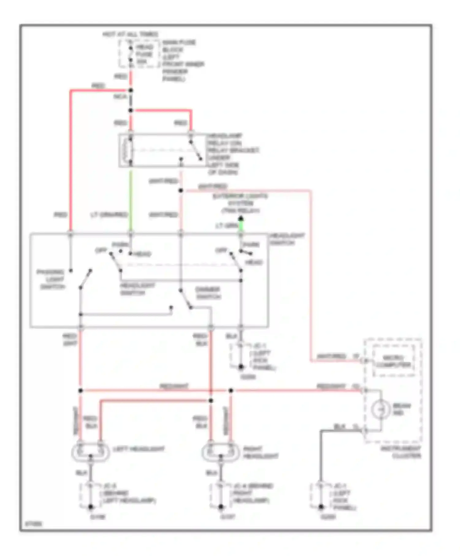 Protege Mazda BH (1994-1999): Headlight circuit, without drl