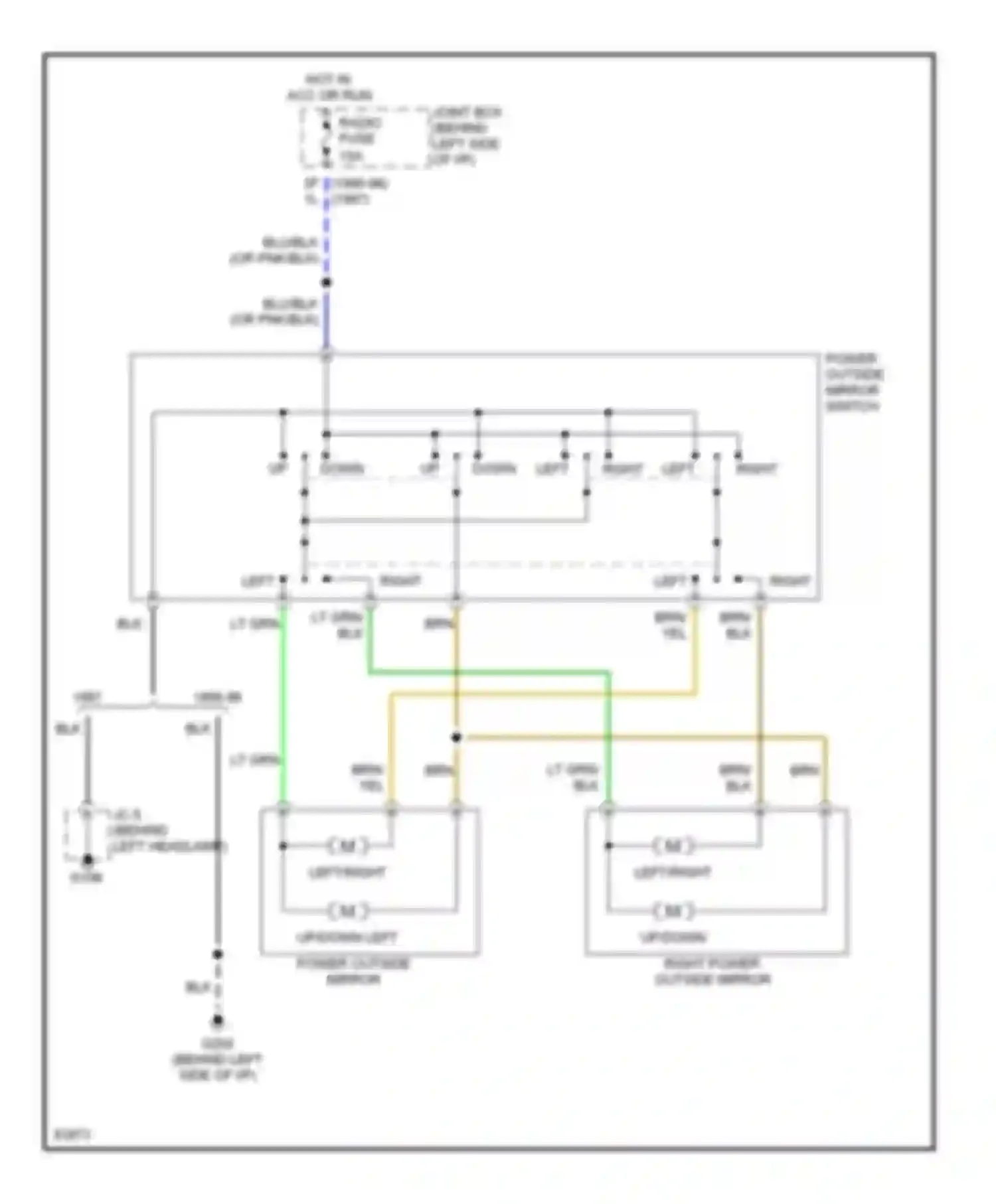 Protege Mazda BH (1994-1999): Power mirror circuit