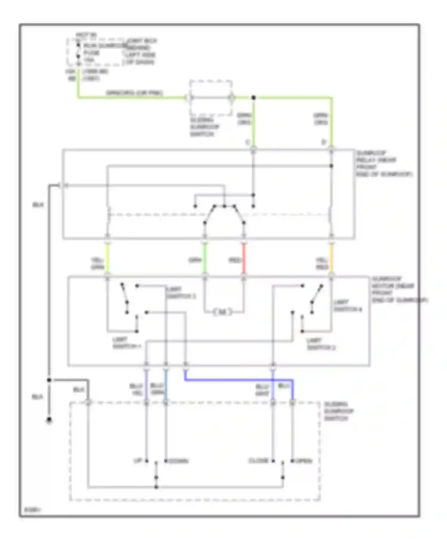 Protege Mazda BH (1994-1999): Power top/sunroof circuits
