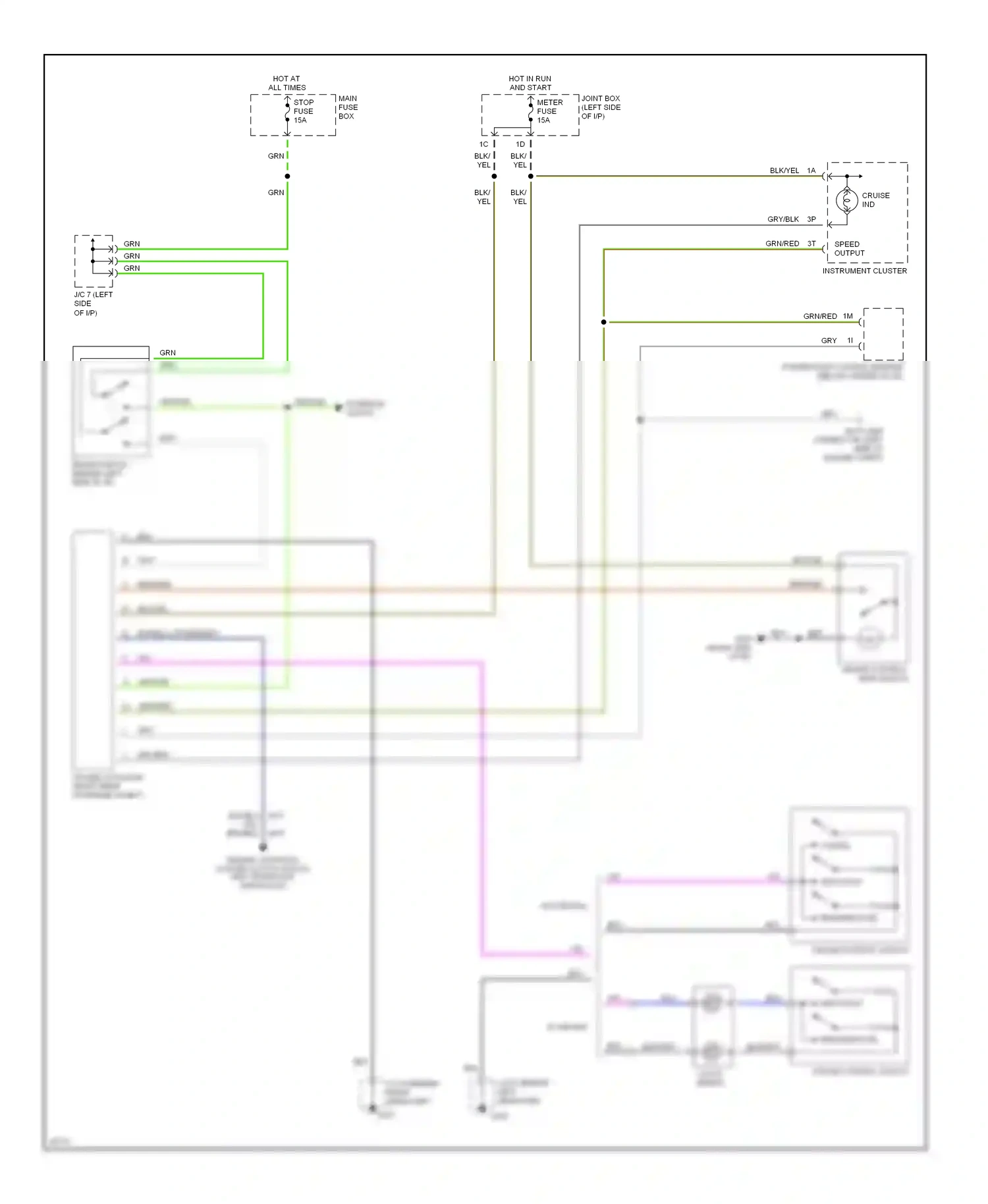 Mazda Protege BH (1994-1999) engine controls system clutch switch (m/t) transaxle switch (a/t) wiring diagram  (1 of 2)