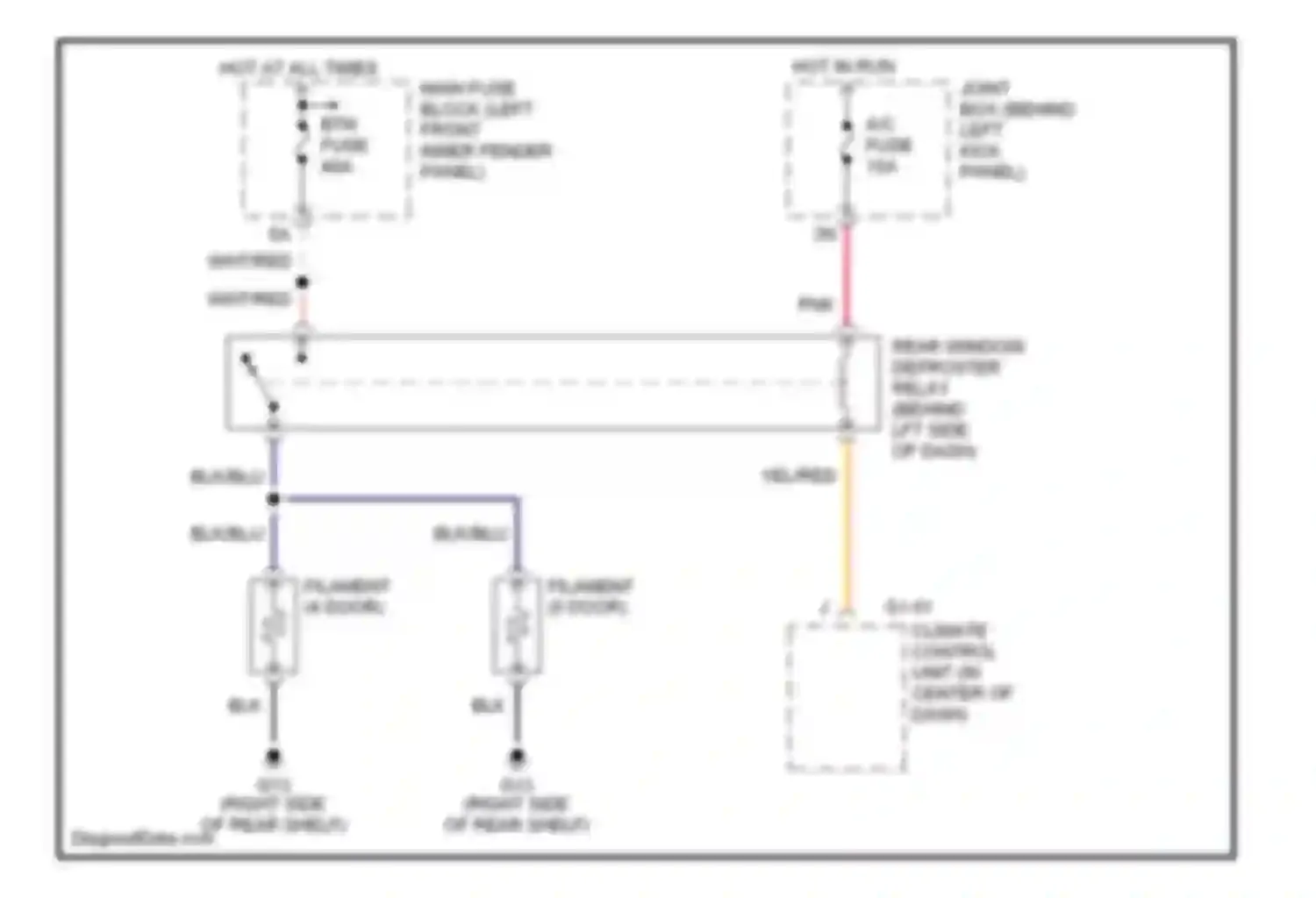 Protege Mazda BJ (1998-2004): Defogger circuit