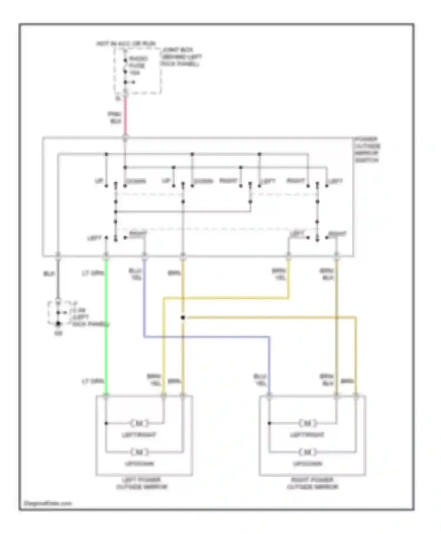 Protege Mazda BJ (1998-2004): Power mirror circuit