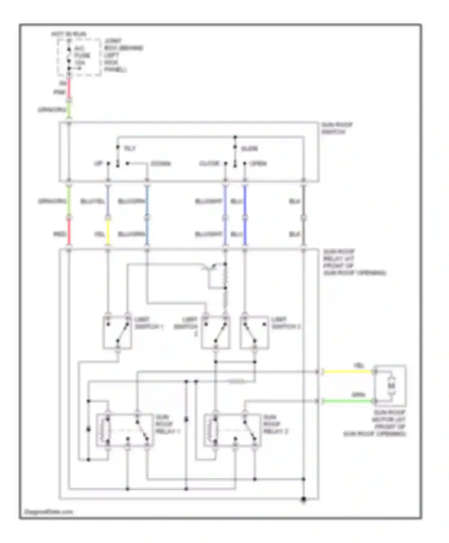 Protege Mazda BJ (1998-2004): Power top/sunroof circuits