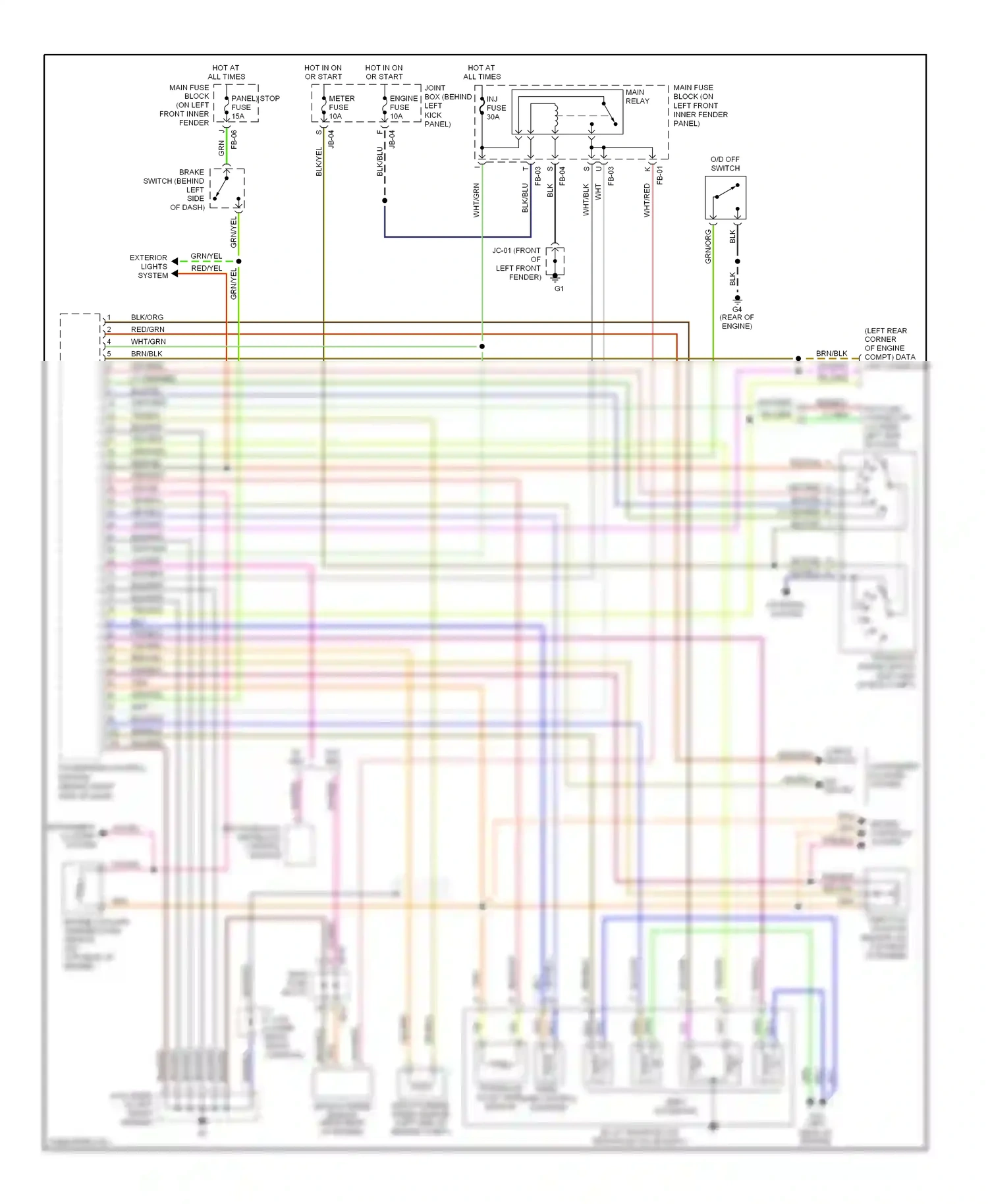 Mazda Protege BJ (1998-2004) engine controls system wiring diagram  (1 of 4)