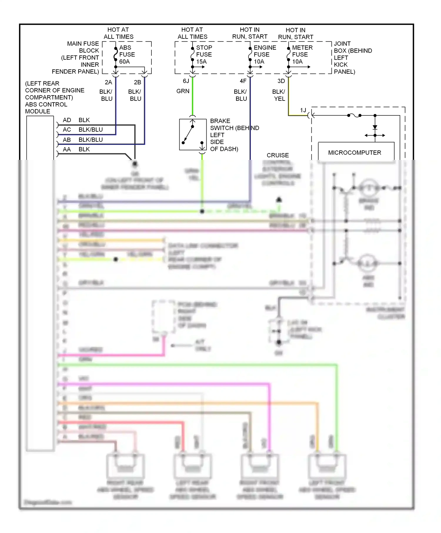 Mazda Protege BJ (1998-2004) microcomputer wiring diagram  (1 of 2)