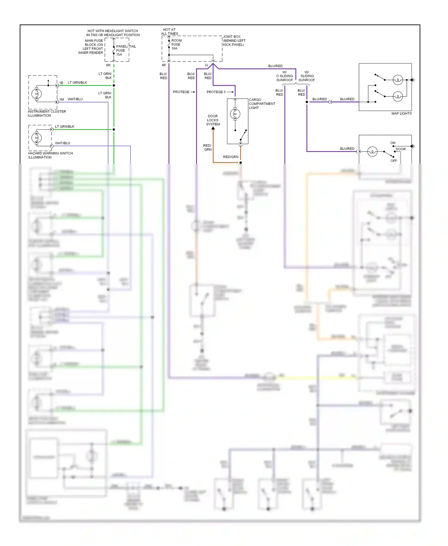 Mazda Protege BJ (1998-2004) trunk compartment light switch wiring diagram  (1 of 1)