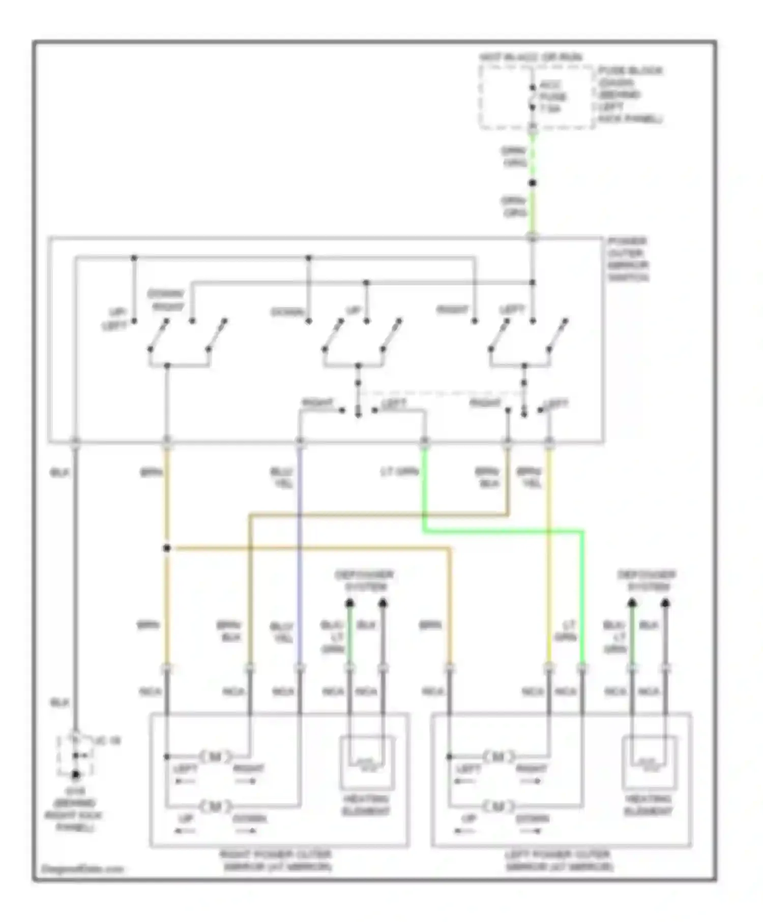 RX-8 Mazda I facelift (2008-2012): Power mirror circuit