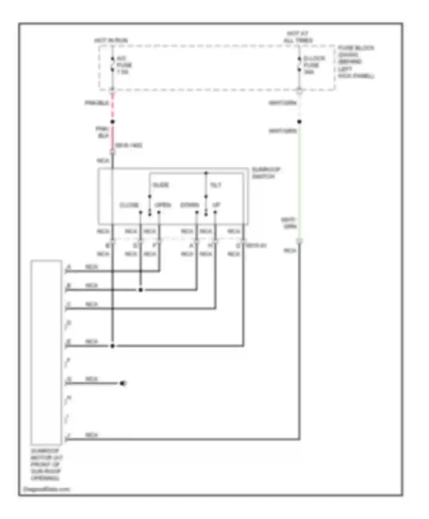 RX-8 Mazda I facelift (2008-2012): Power top/sunroof circuit