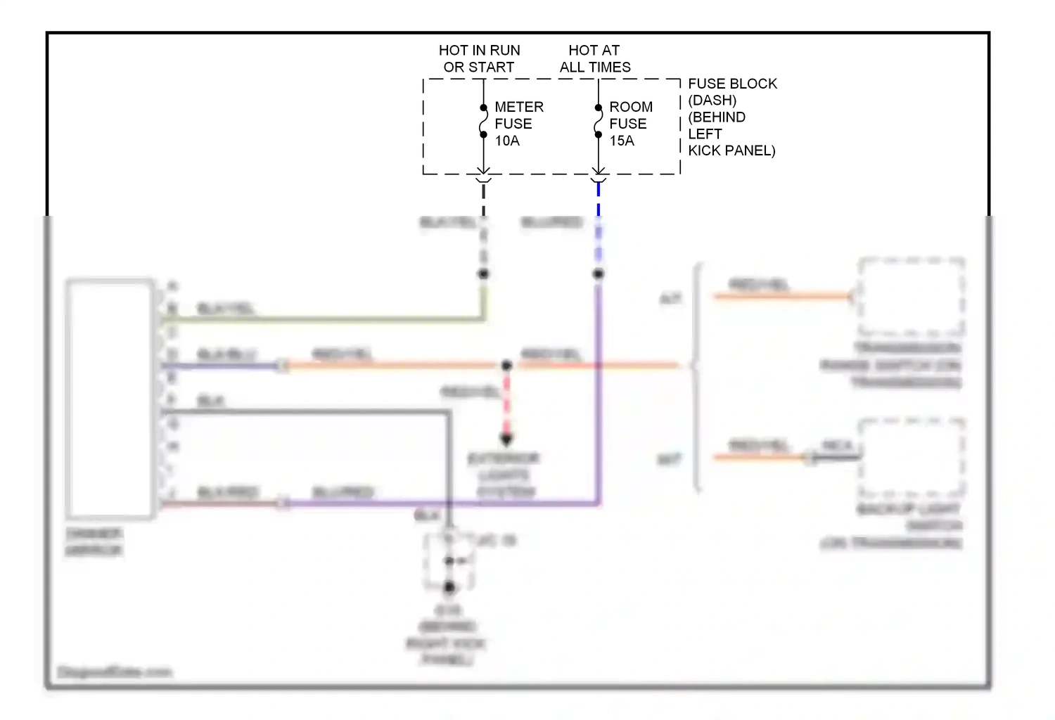 Mazda RX-8 I facelift (2008-2012) backup light switch wiring diagram  (1 of 1)