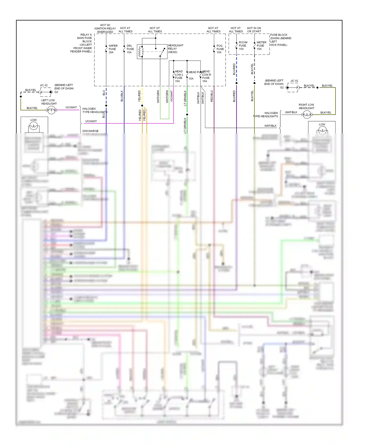 Mazda RX-8 I facelift (2008-2012) discharge headlight control module wiring diagram  (1 of 2)