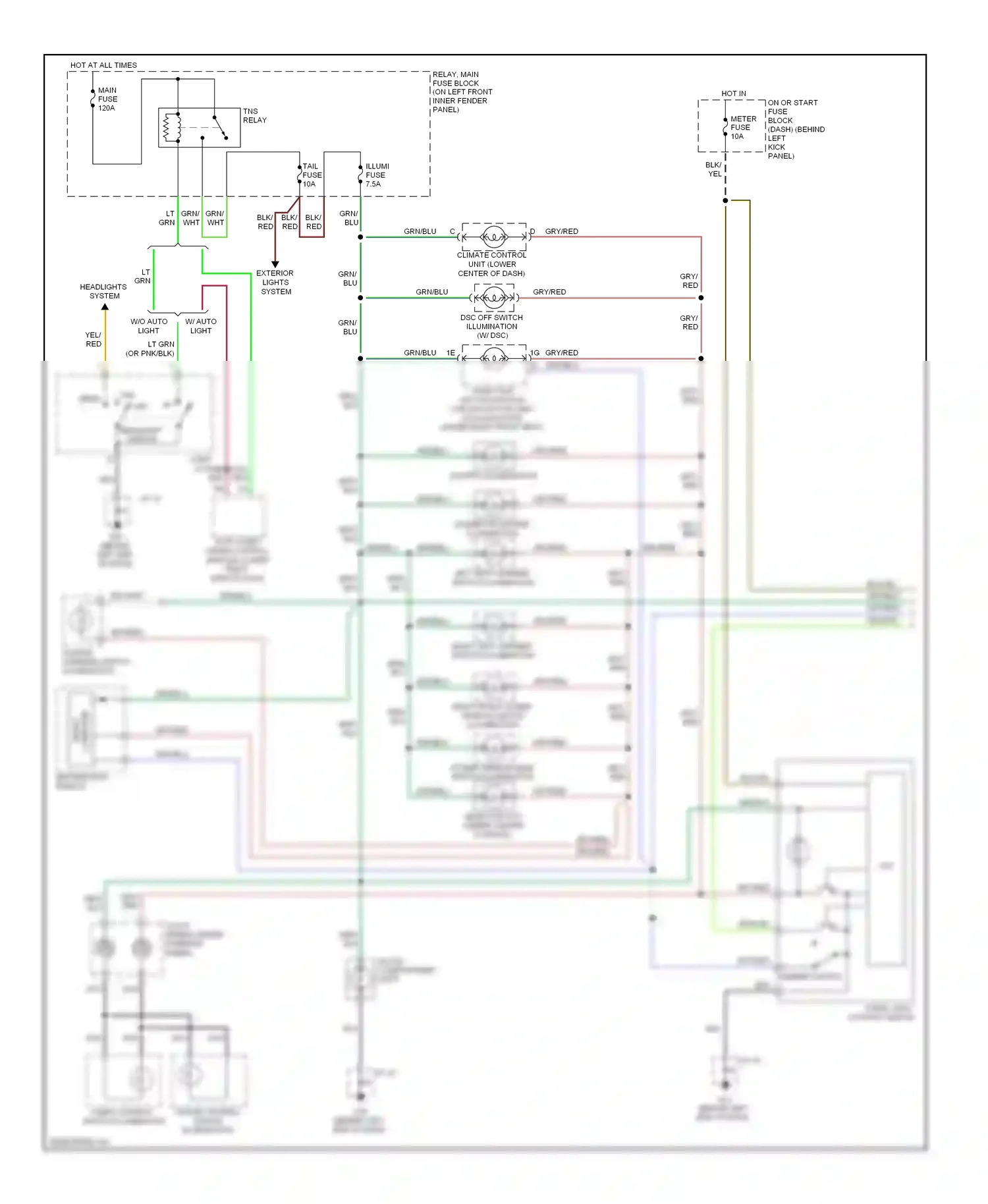 Mazda RX-8 I facelift (2008-2012) headlight switch wiring diagram  (4 of 4)