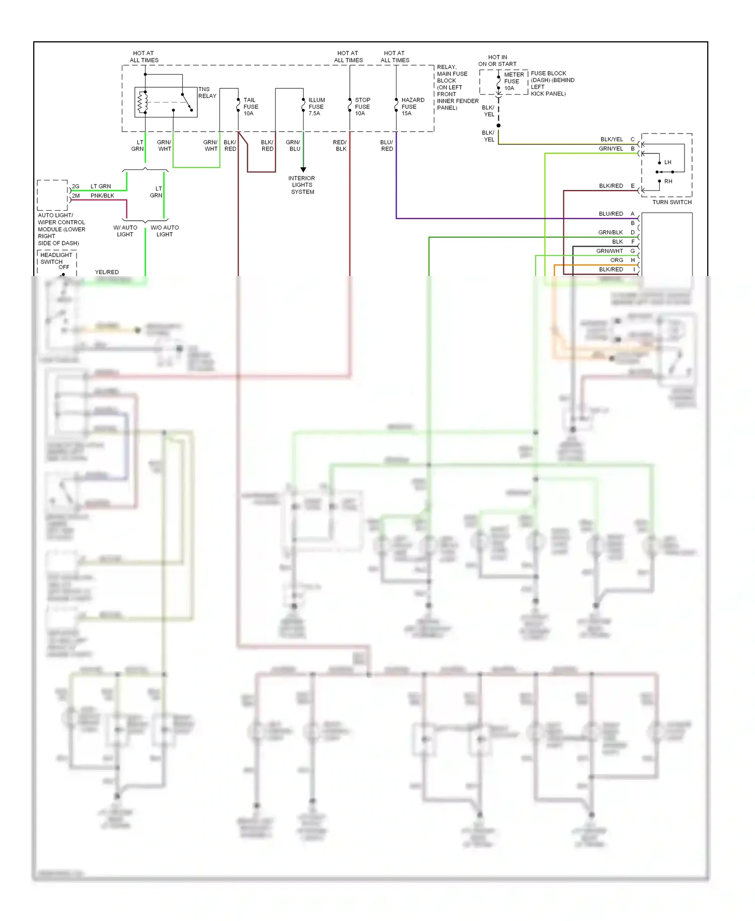 Mazda RX-8 I facelift (2008-2012) headlight switch wiring diagram  (1 of 4)