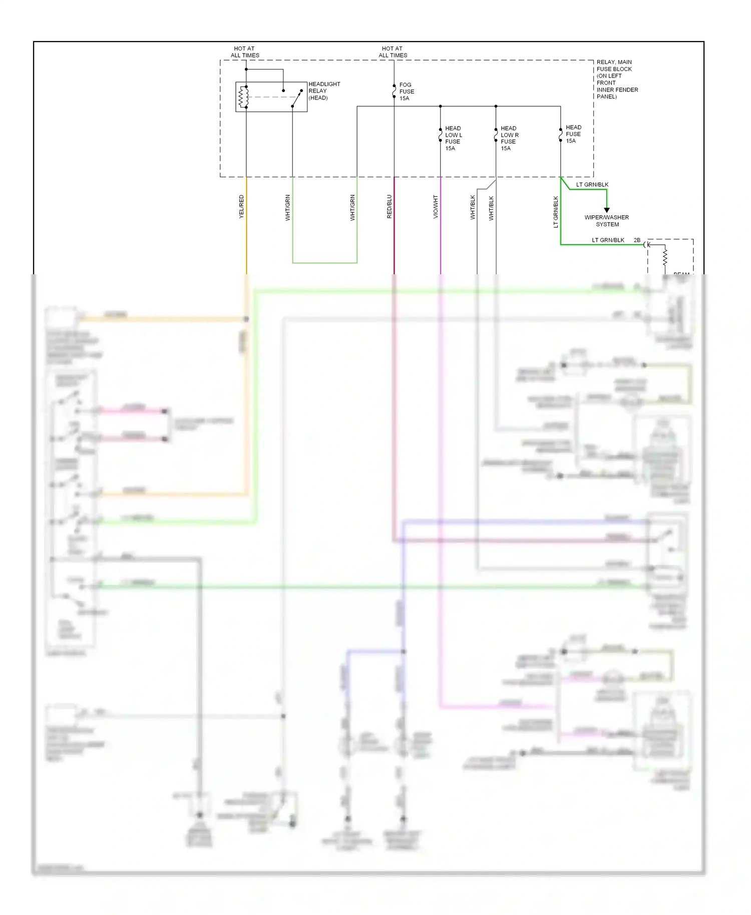 Mazda RX-8 I facelift (2008-2012) left front combination light wiring diagram  (1 of 3)
