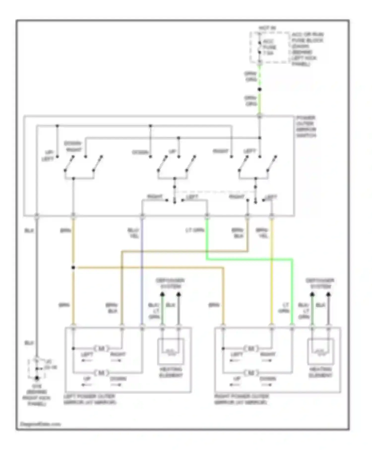 RX-8 Mazda I (2003-2008): Power mirror circuit