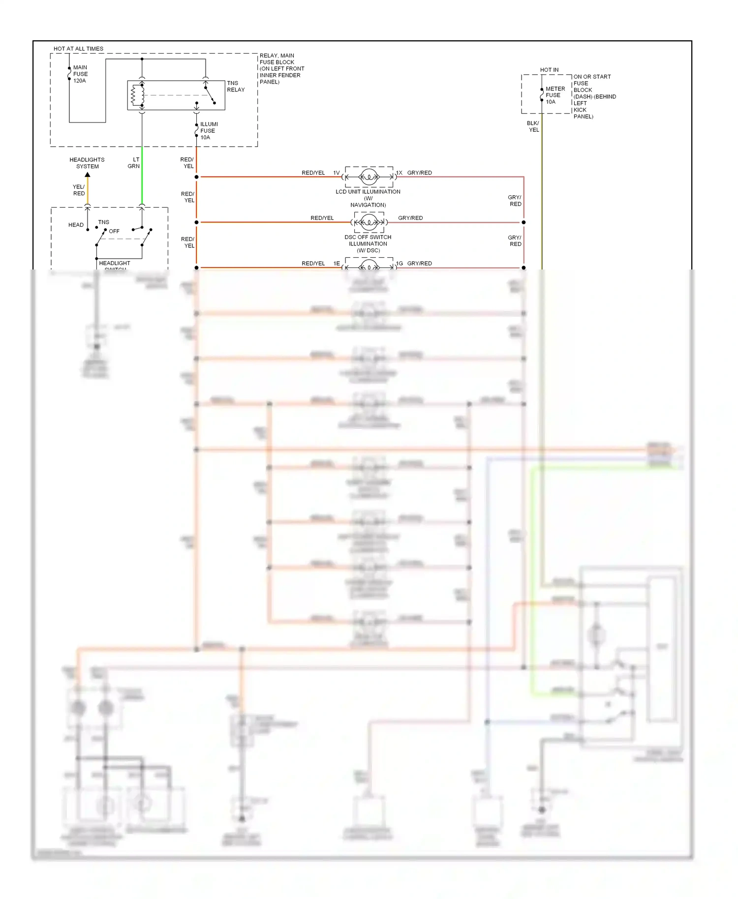 Mazda RX-8 I (2003-2008) headlight switch wiring diagram  (5 of 5)
