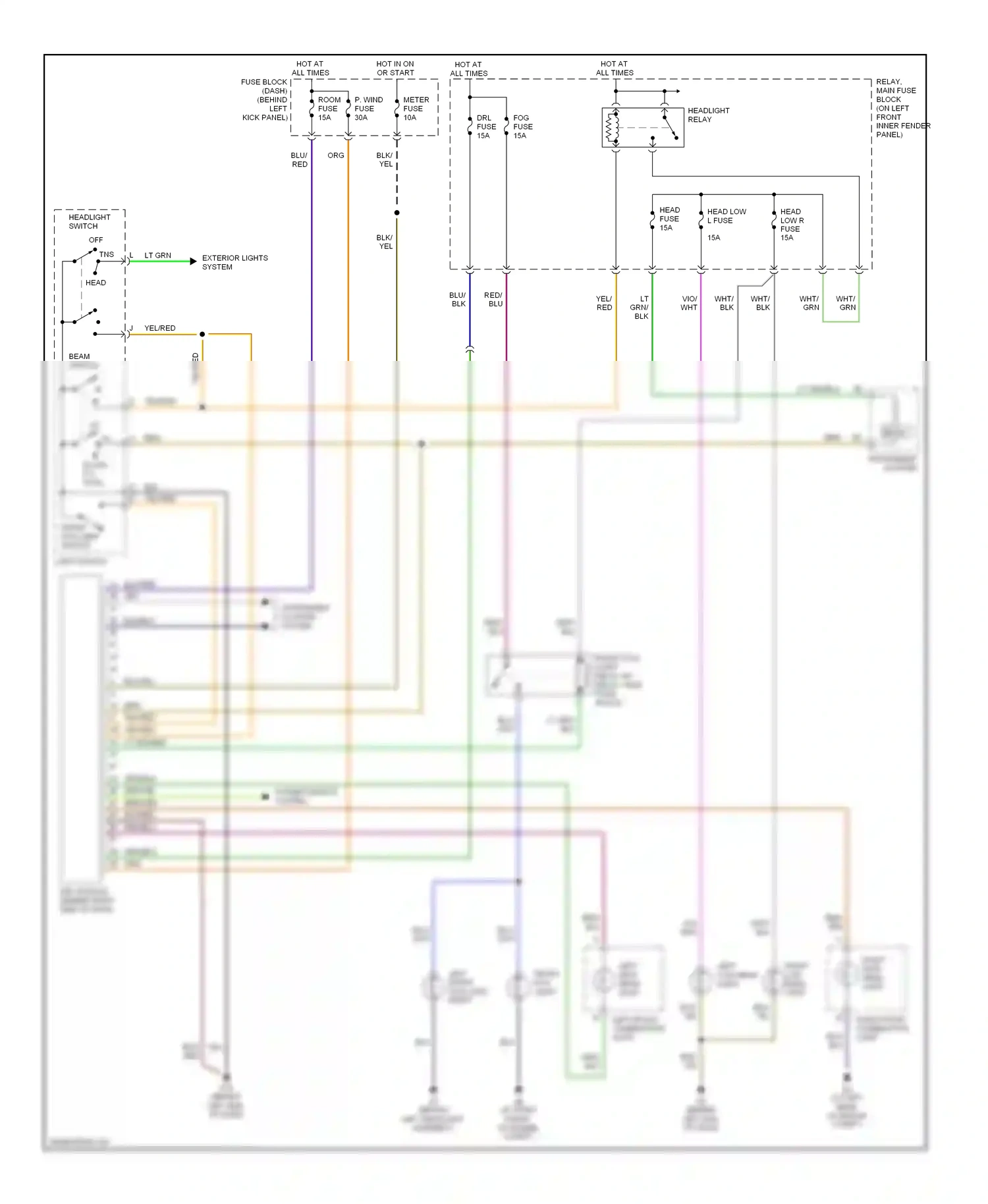 Mazda RX-8 I (2003-2008) headlight switch wiring diagram  (3 of 5)