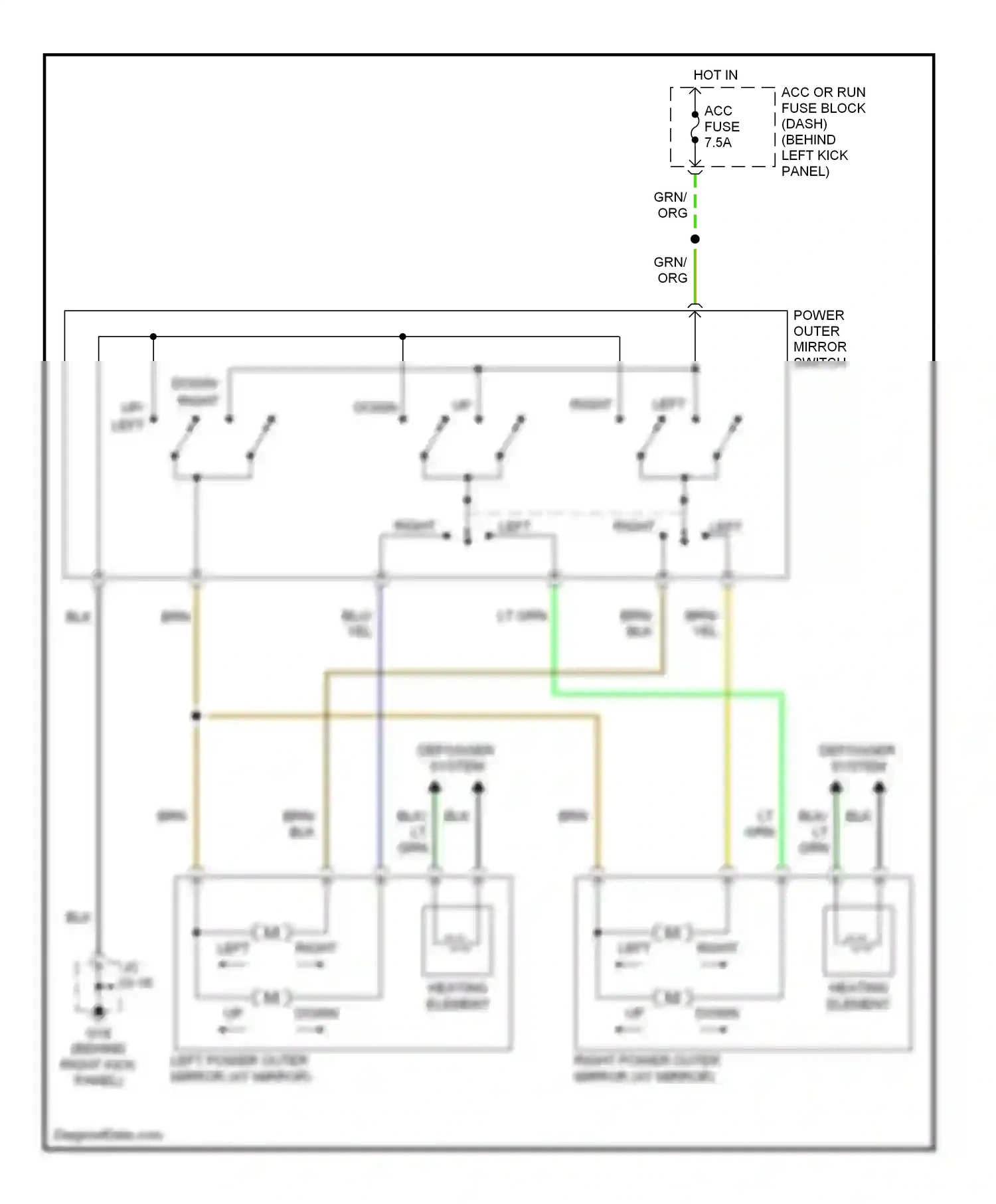Mazda RX-8 I (2003-2008) heating element wiring diagram  (1 of 1)