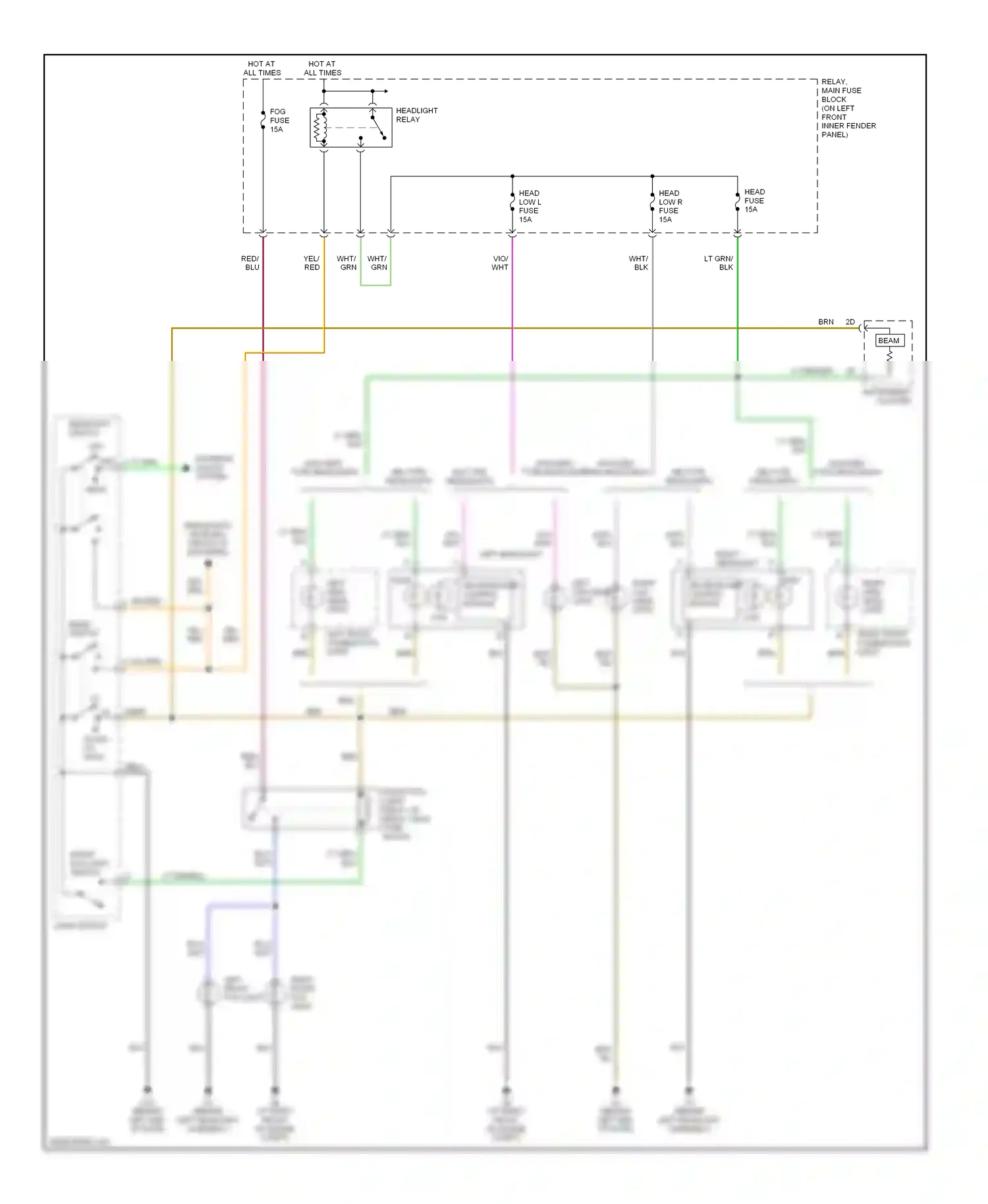 Mazda RX-8 I (2003-2008) left front combination light wiring diagram  (3 of 4)