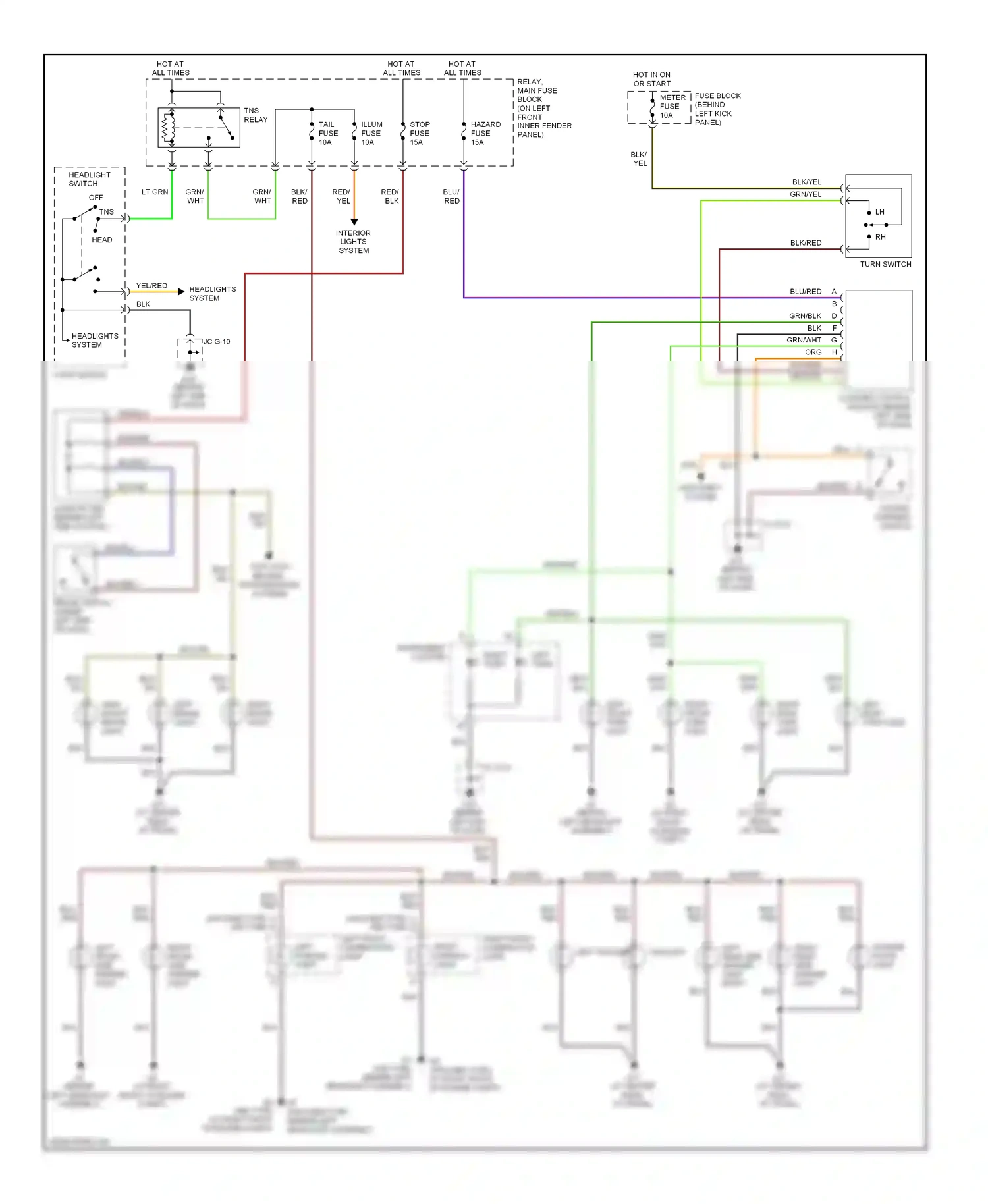 Mazda RX-8 I (2003-2008) light switch wiring diagram  (1 of 4)