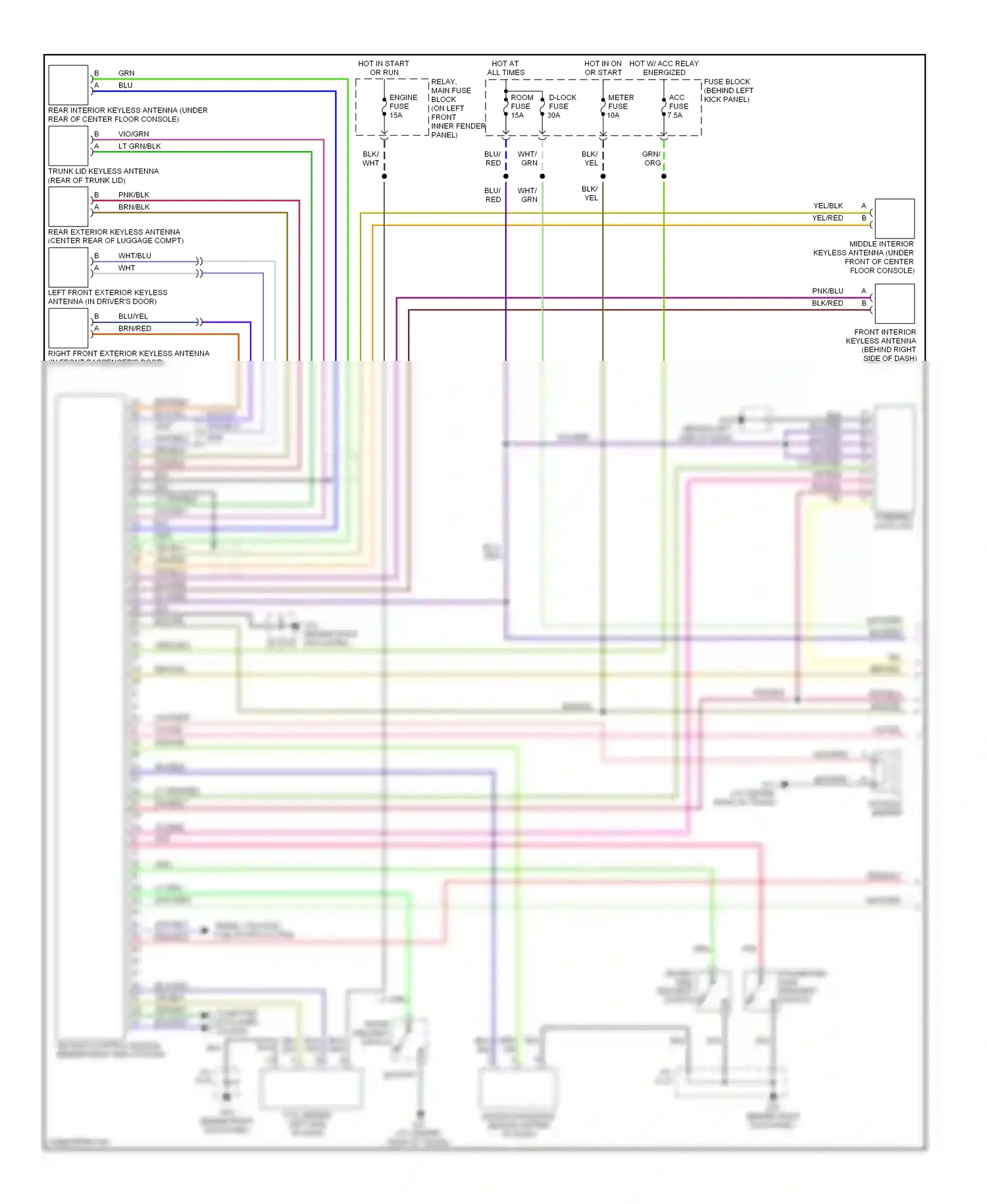 Mazda RX-8 I (2003-2008) trunk request switch wiring diagram  (1 of 2)