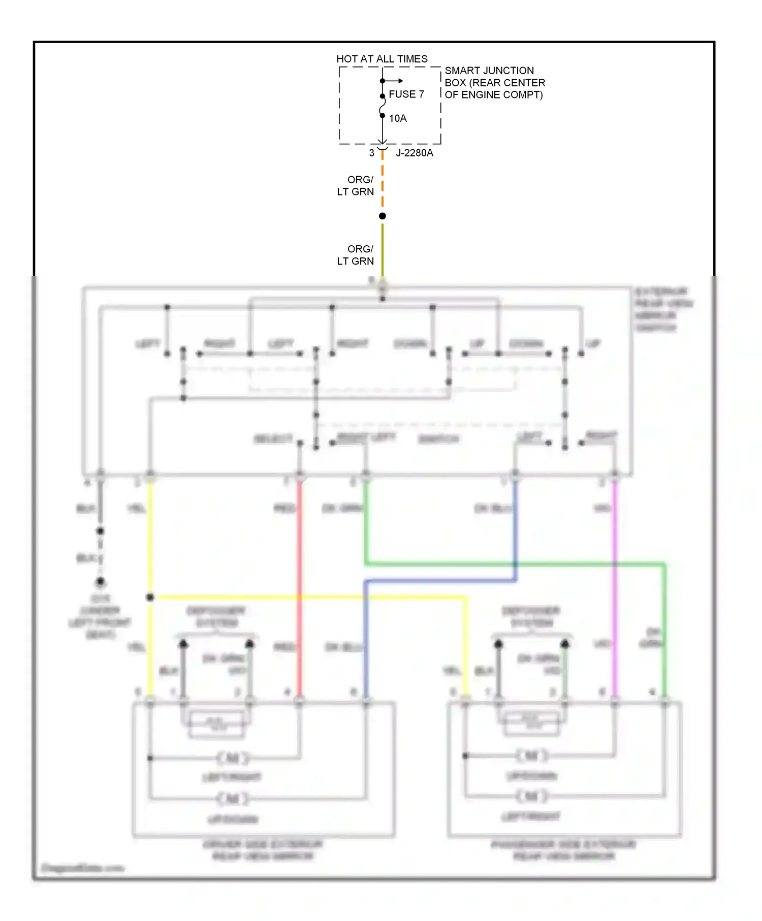 Mazda Tribute I facelift (2004-2007) right left select switch wiring diagram  (1 of 1)