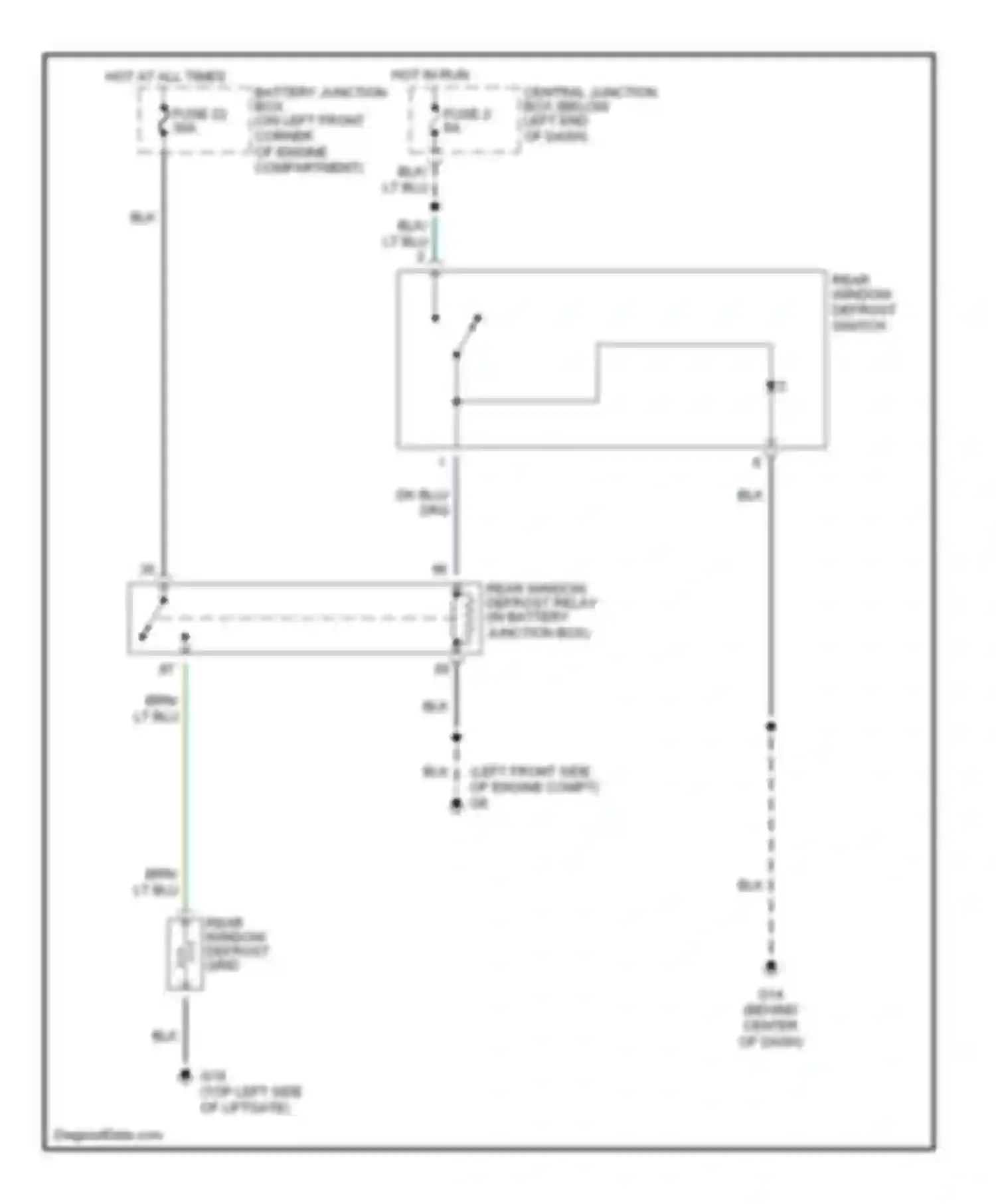 Tribute Mazda I (2000-2004): Defogger circuit