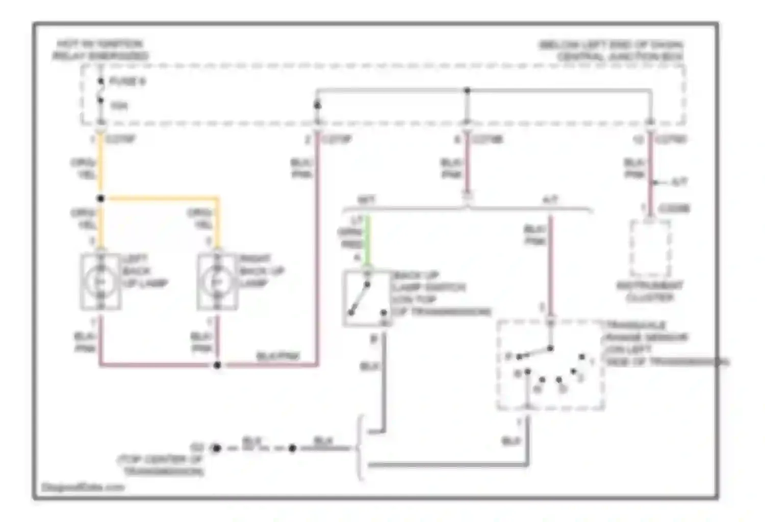 Tribute Mazda I (2000-2004): Back-up lamps circuit