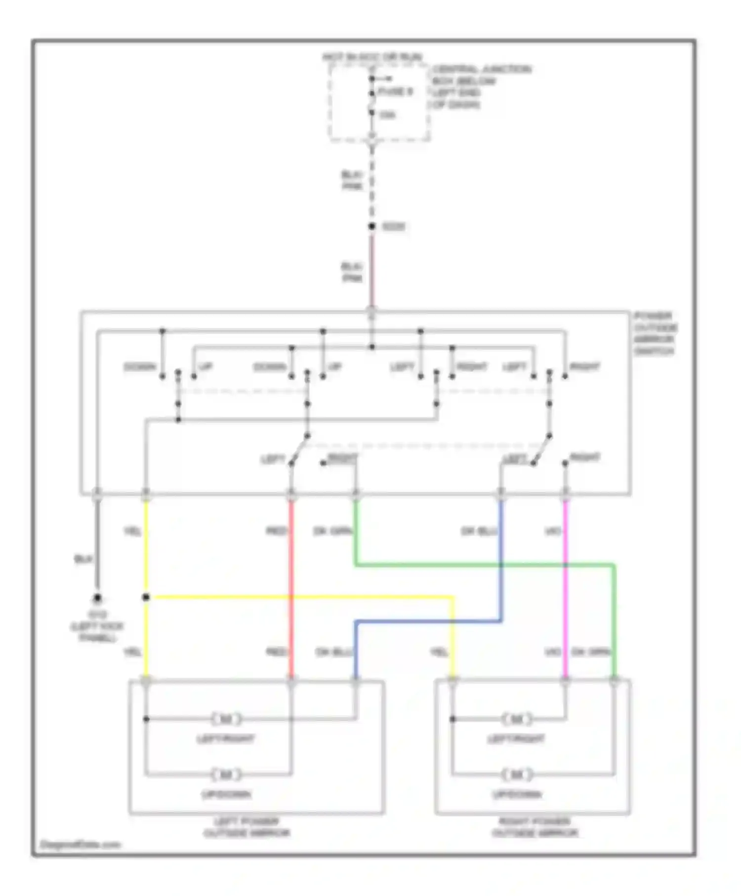 Tribute Mazda I (2000-2004): Power mirror circuit