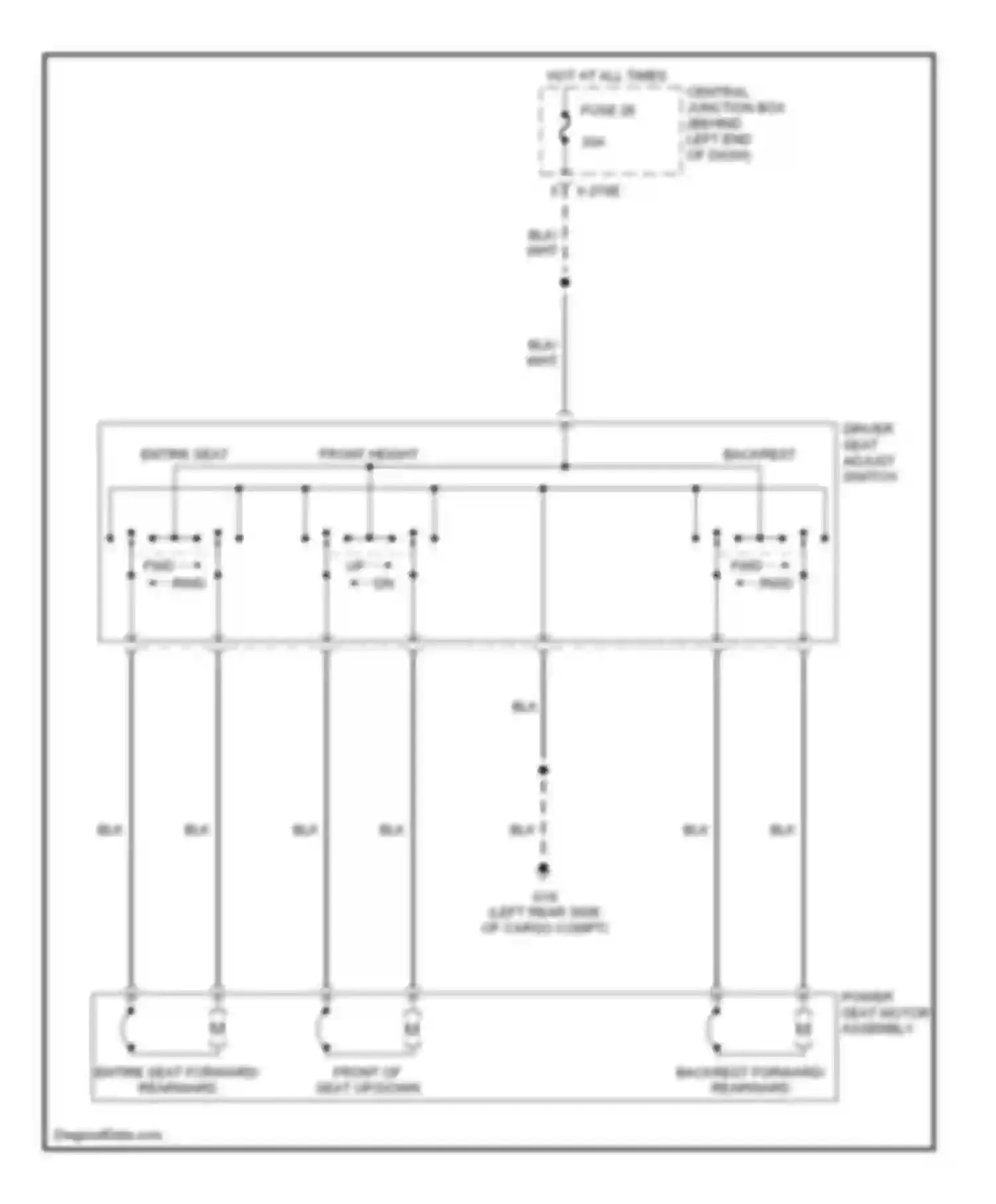 Tribute Mazda I (2000-2004): 6-way power seat circuit