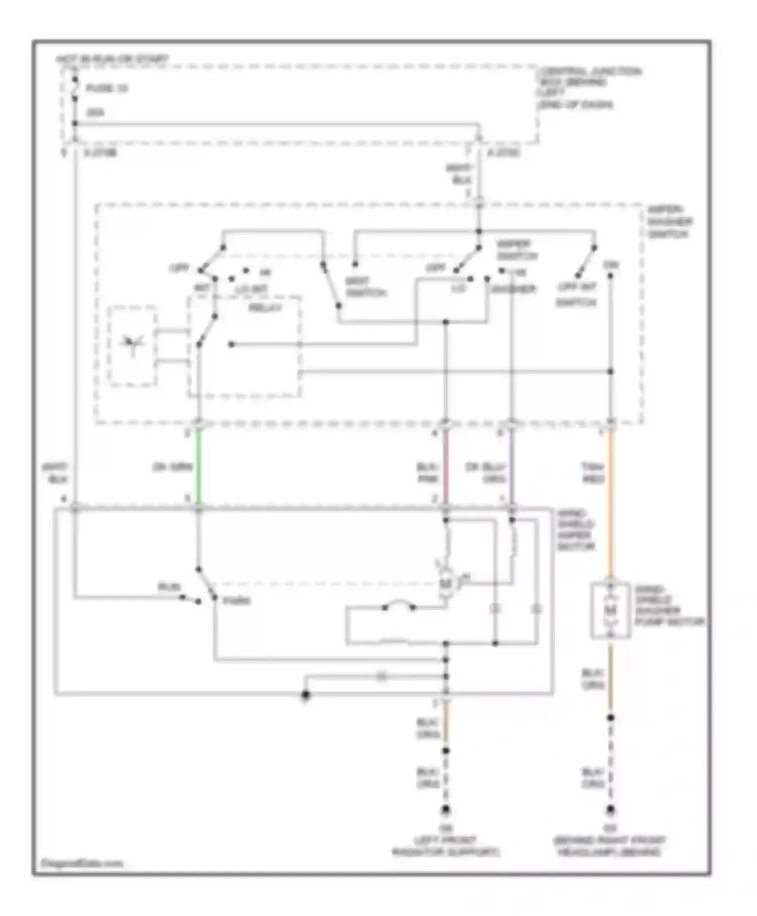 Tribute Mazda I (2000-2004): Front wiper/washer circuit