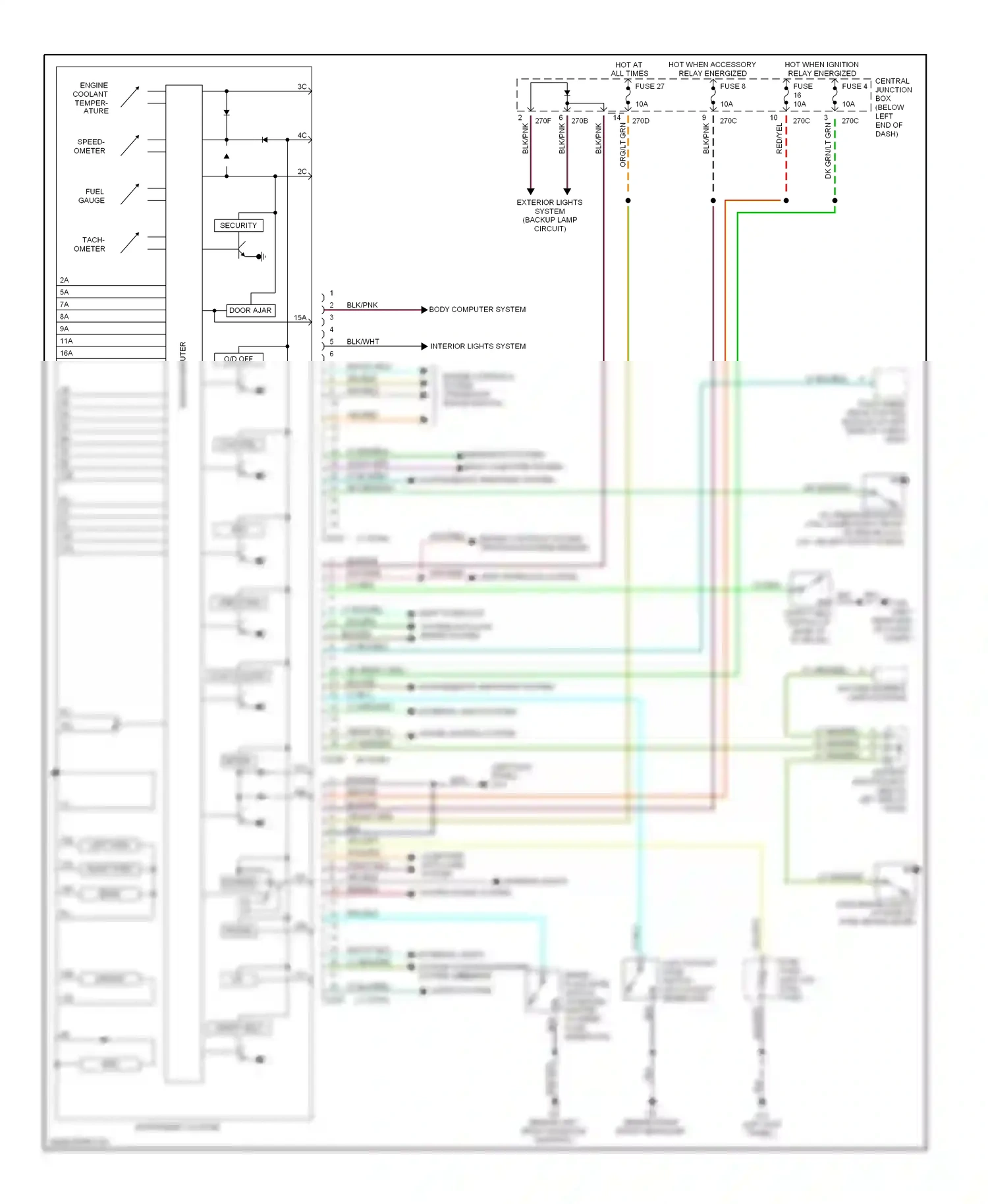 Mazda Tribute I (2000-2004) engine controls system (transaxle range sensor) wiring diagram  (1 of 1)