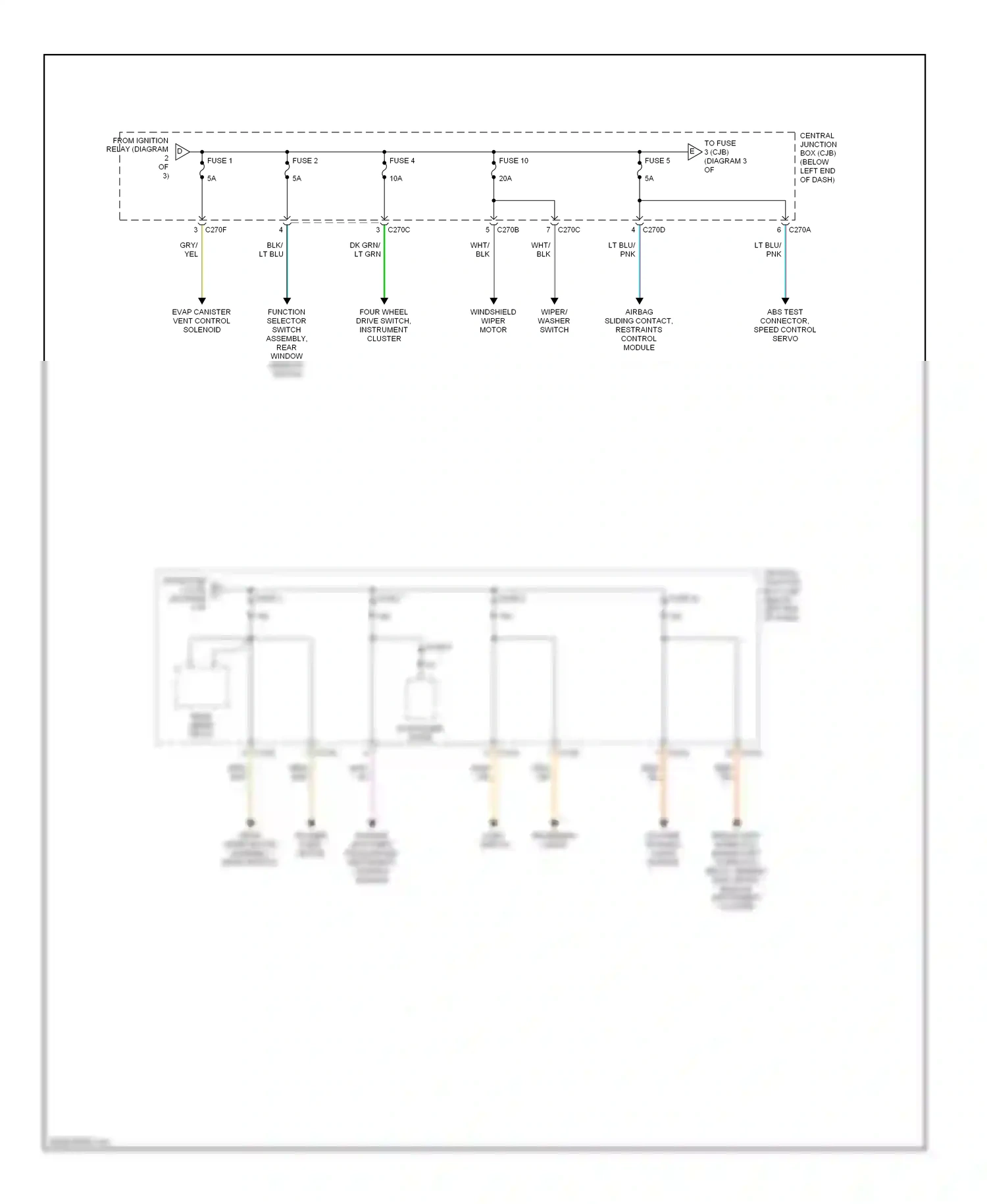 Mazda Tribute I (2000-2004) function selector switch assembly, rear window defrost switch wiring diagram  (1 of 1)