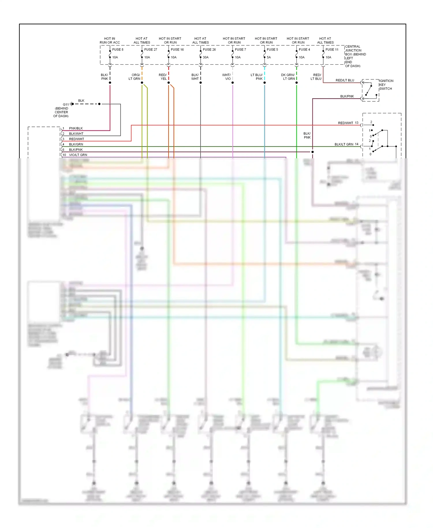 Mazda Tribute I (2000-2004) (left kick panel) wiring diagram  (12 of 12)