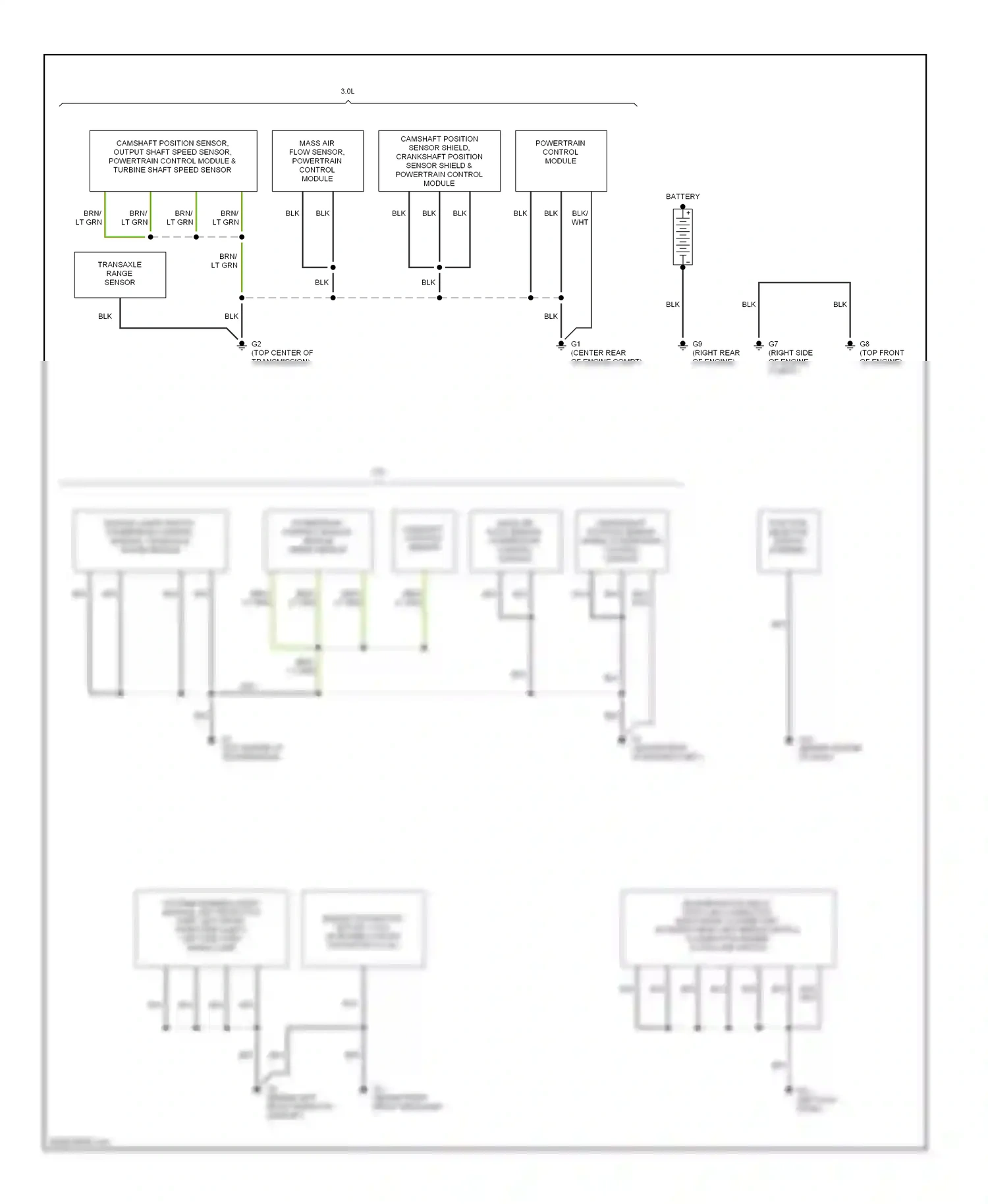 Mazda Tribute I (2000-2004) mass air flow sensor, powertrain control module wiring diagram  (1 of 1)