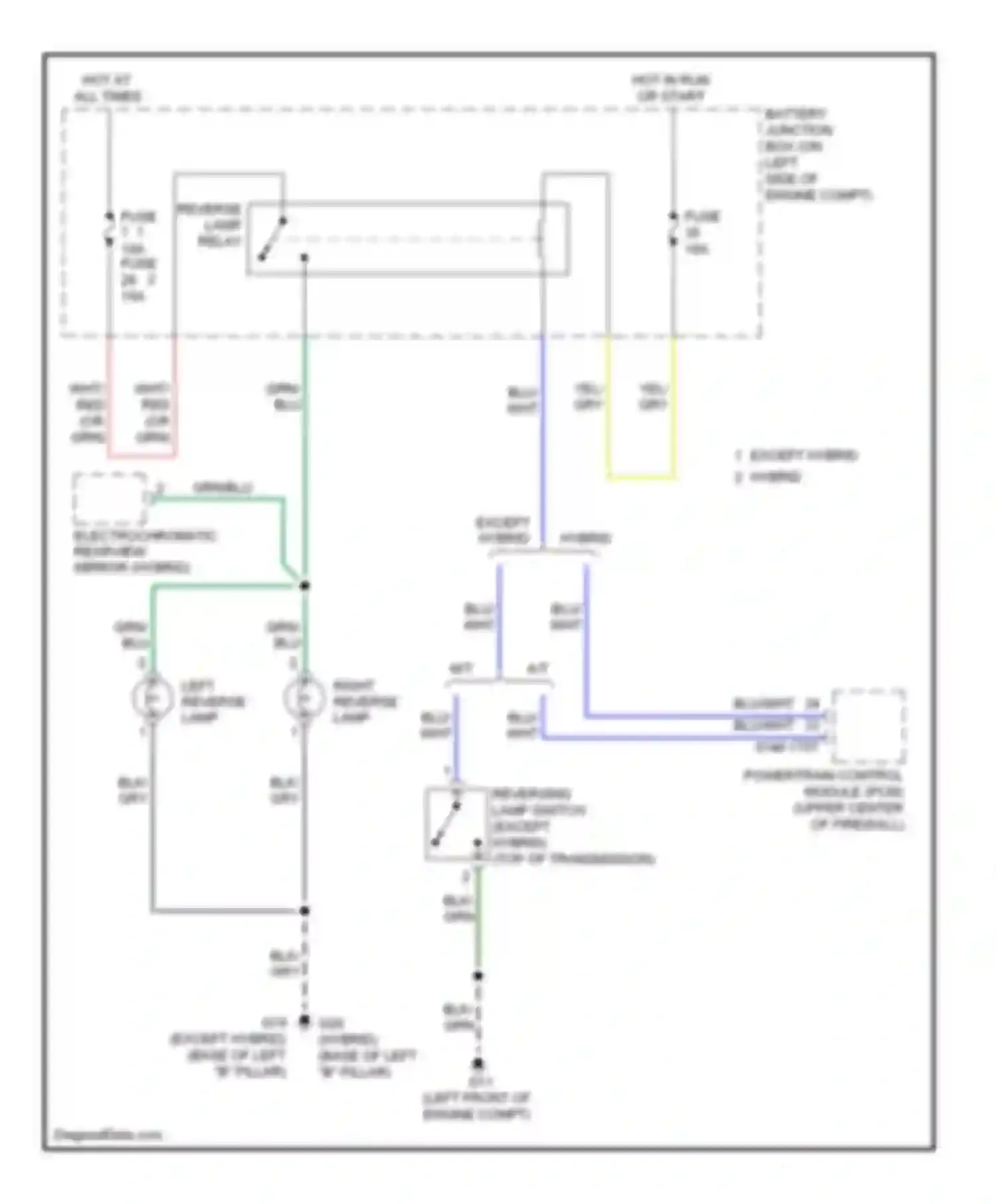 Tribute Mazda II (2007-2011): Backup lamps circuit