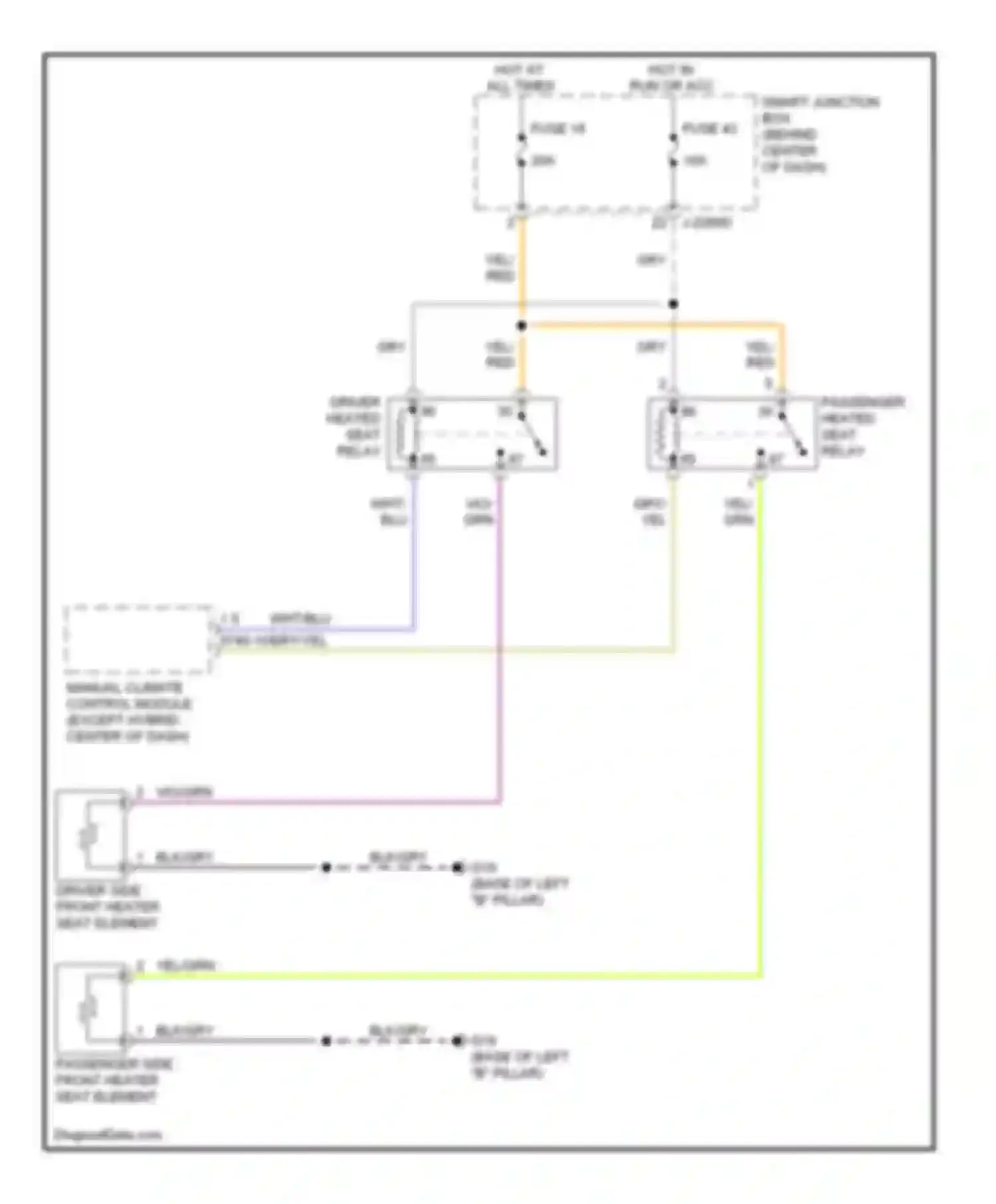 Tribute Mazda II (2007-2011): Heated seats circuit, except hybrid