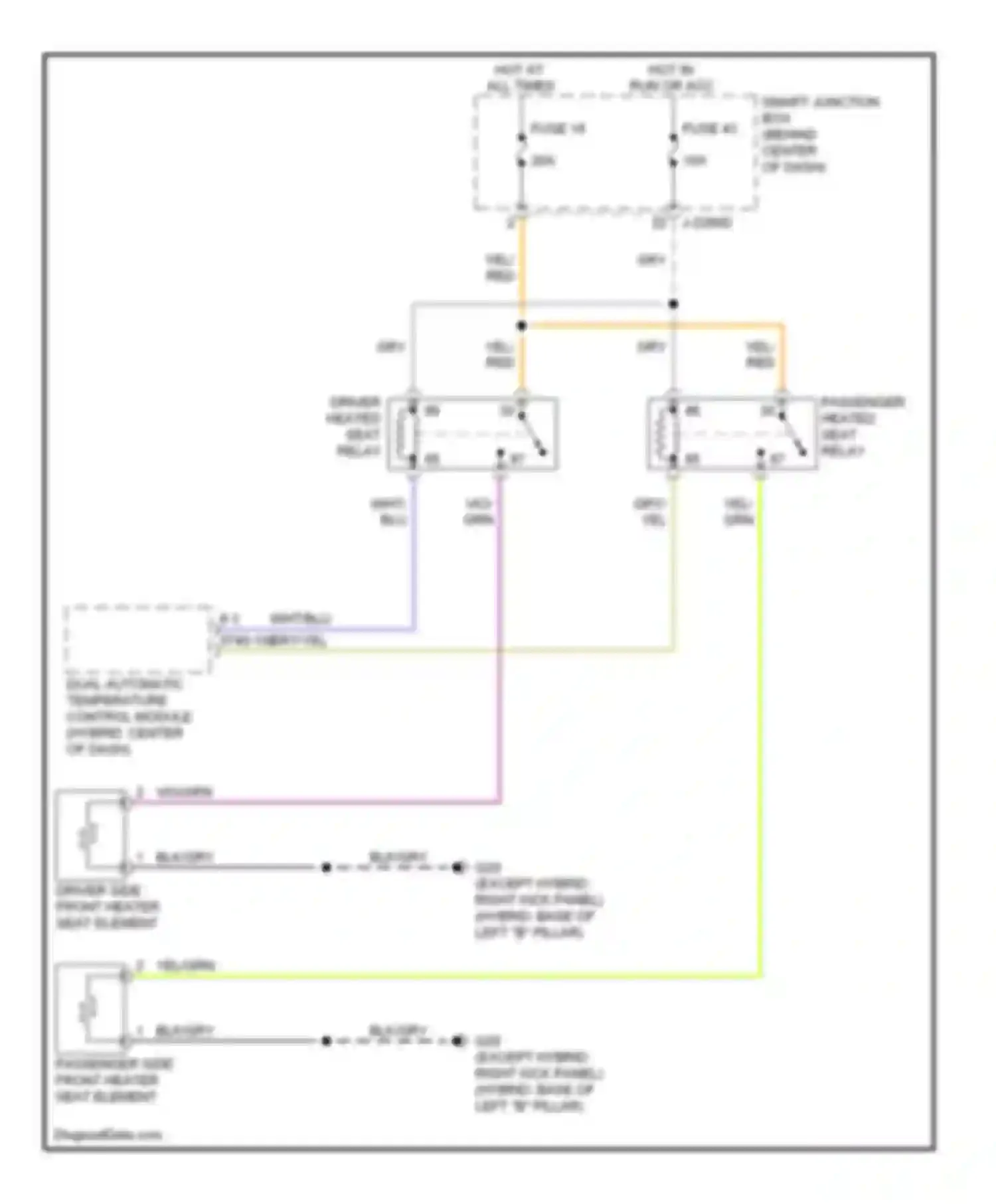 Tribute Mazda II (2007-2011): Heated seats circuit, hybrid