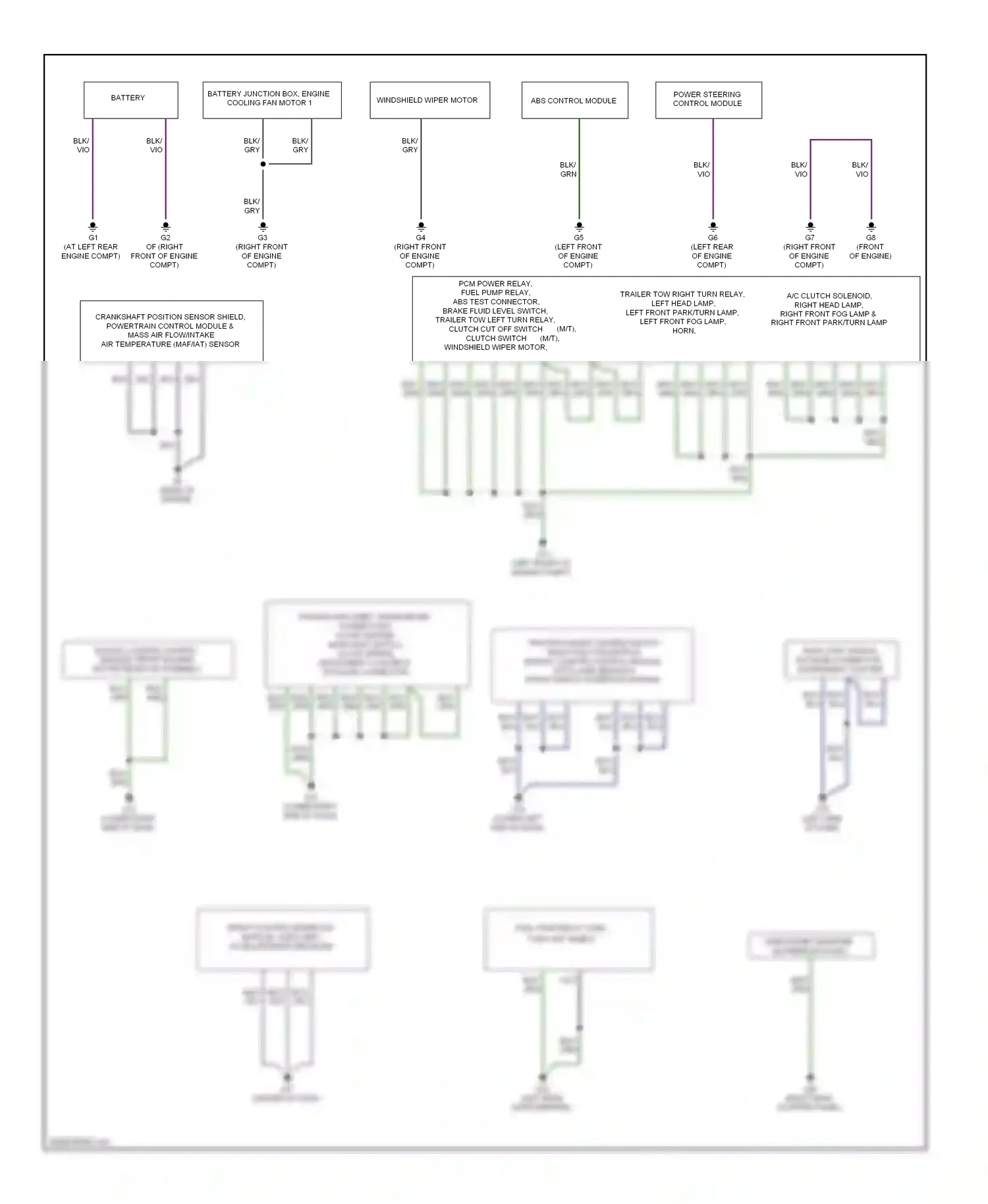 Mazda Tribute II (2007-2011) front control interface module, audio unit, satellite radio receiver wiring diagram  (1 of 1)