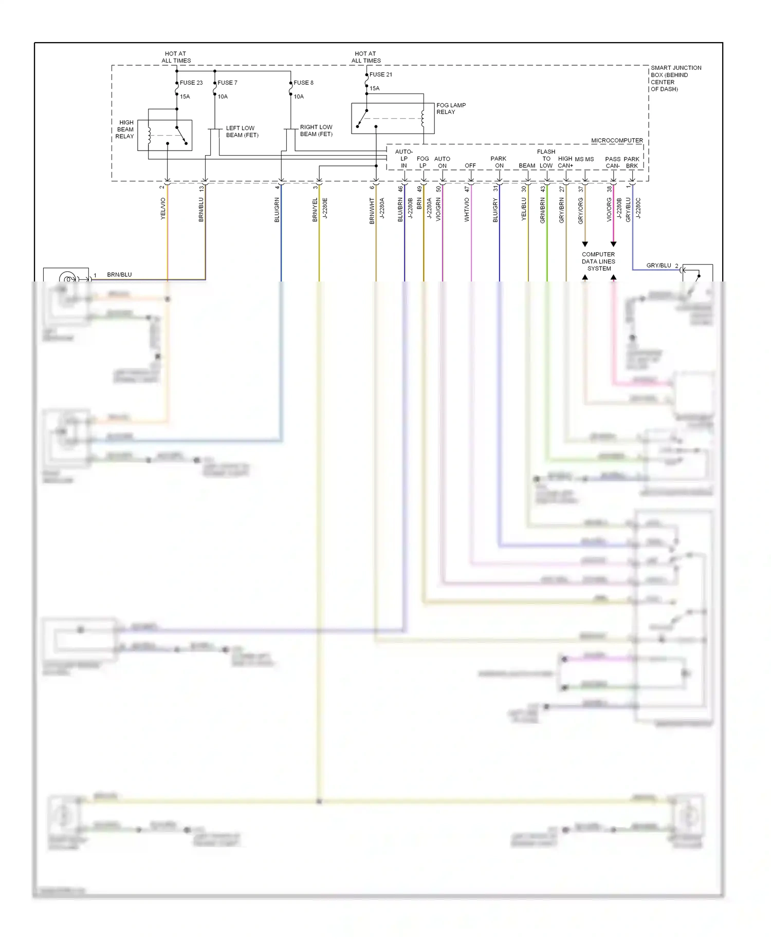 Mazda Tribute II (2007-2011) main light switch wiring diagram  (2 of 6)